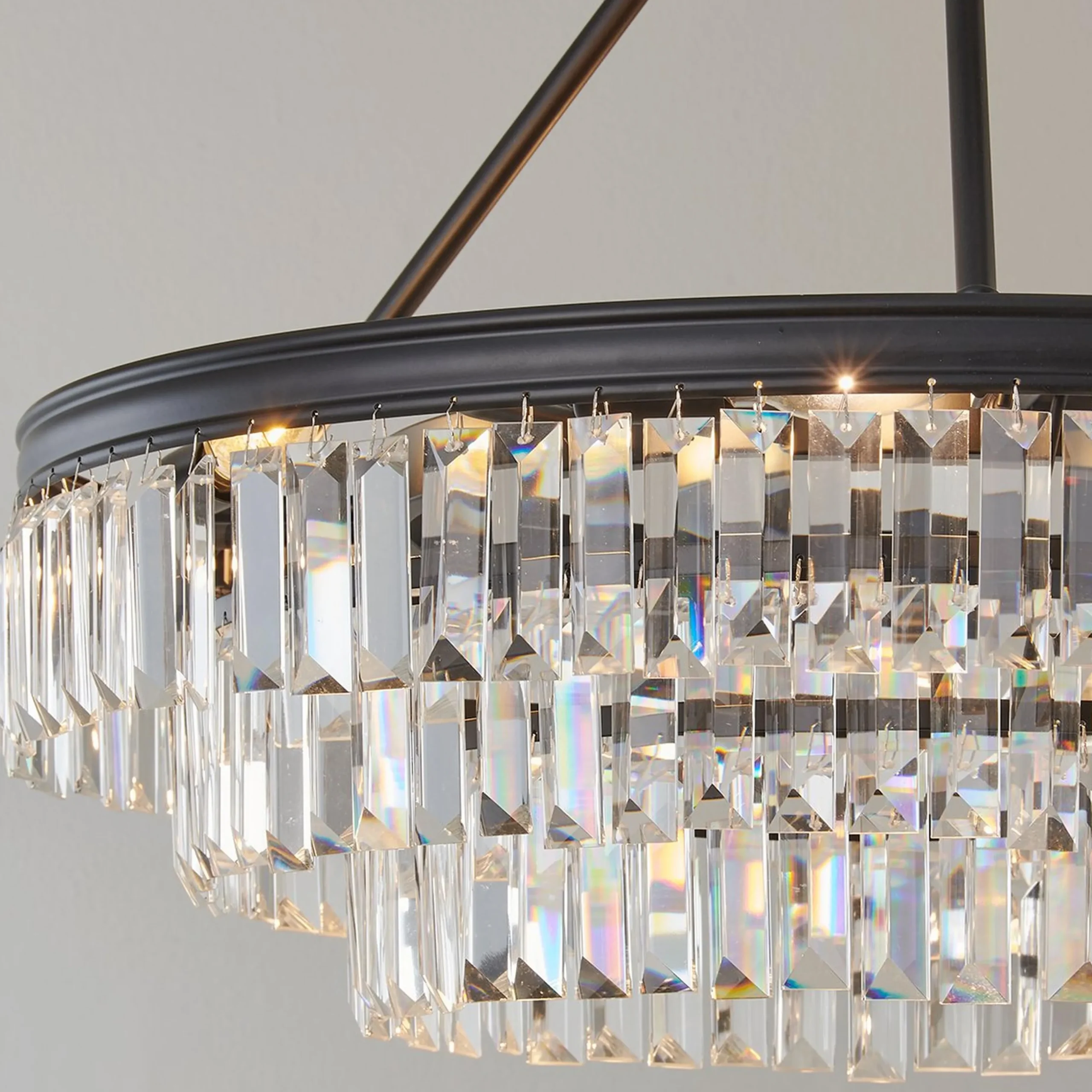 Faceted Glass Layered Chandelier - 25"
