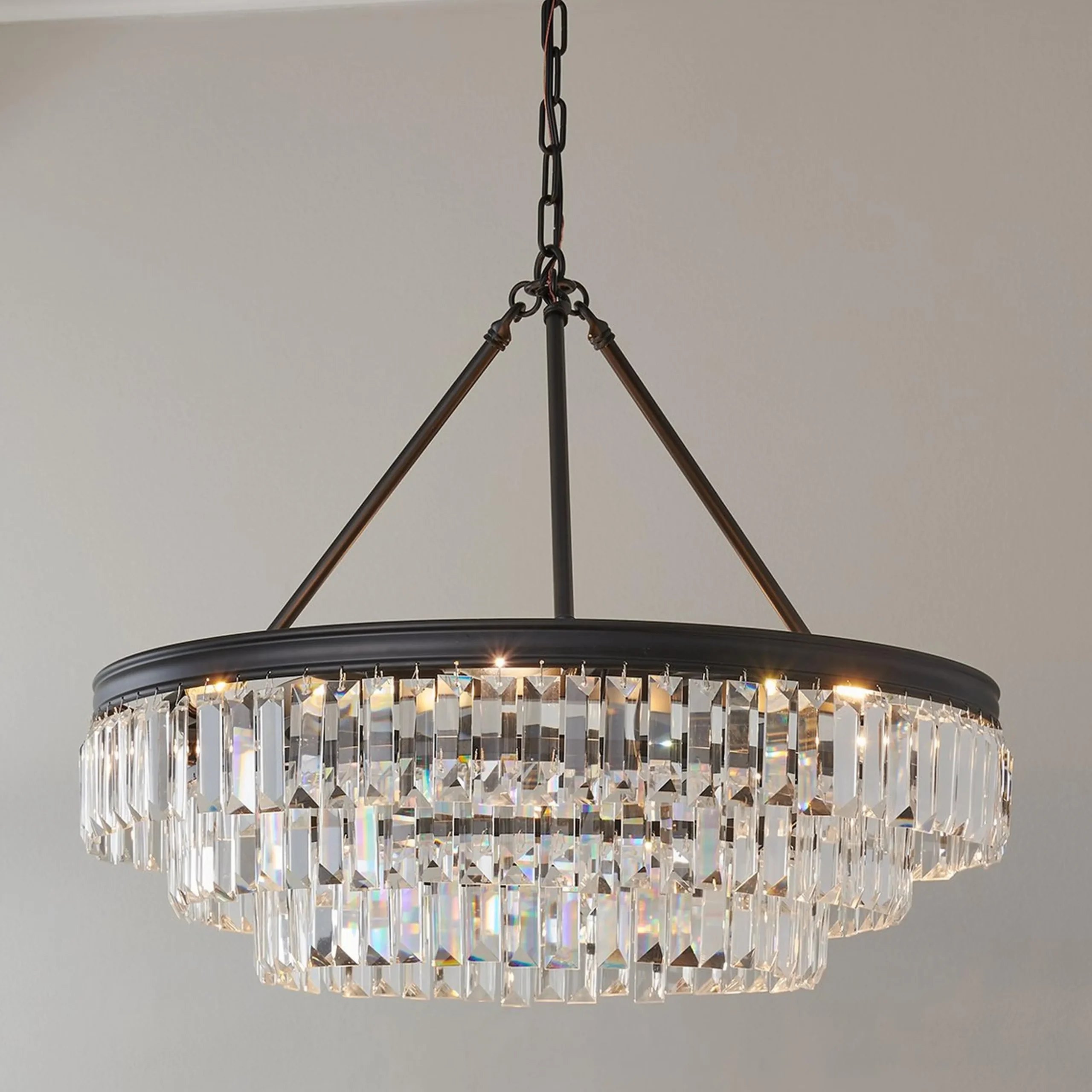 Faceted Glass Layered Chandelier - 25"