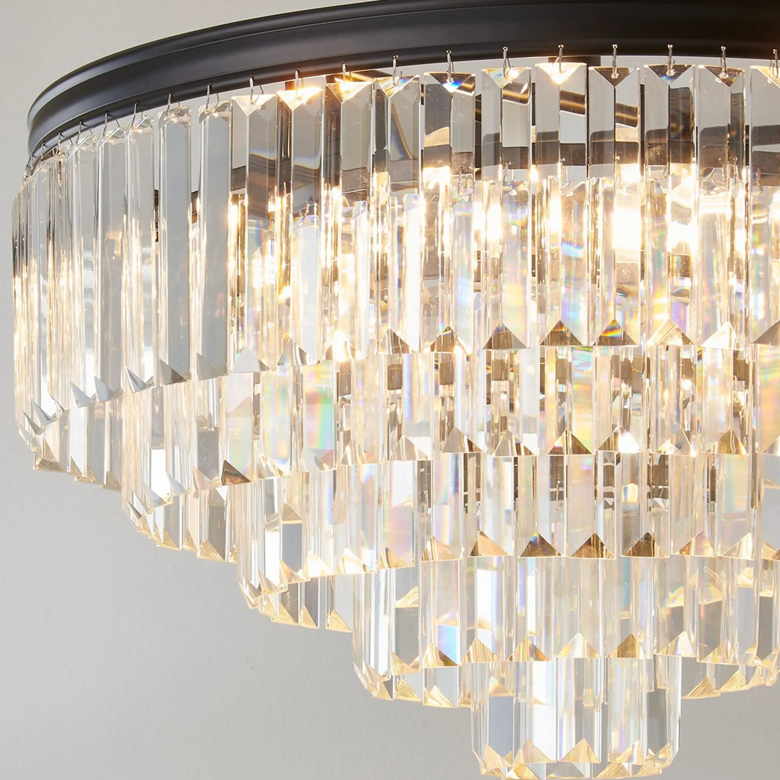 Faceted Glass Layered Convertible Chandelier - 20"