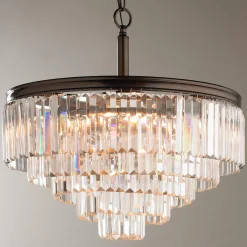 Faceted Glass Layered Convertible Chandelier - 20"