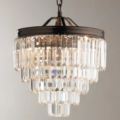 Faceted Glass Layered Convertible Chandelier - 12"