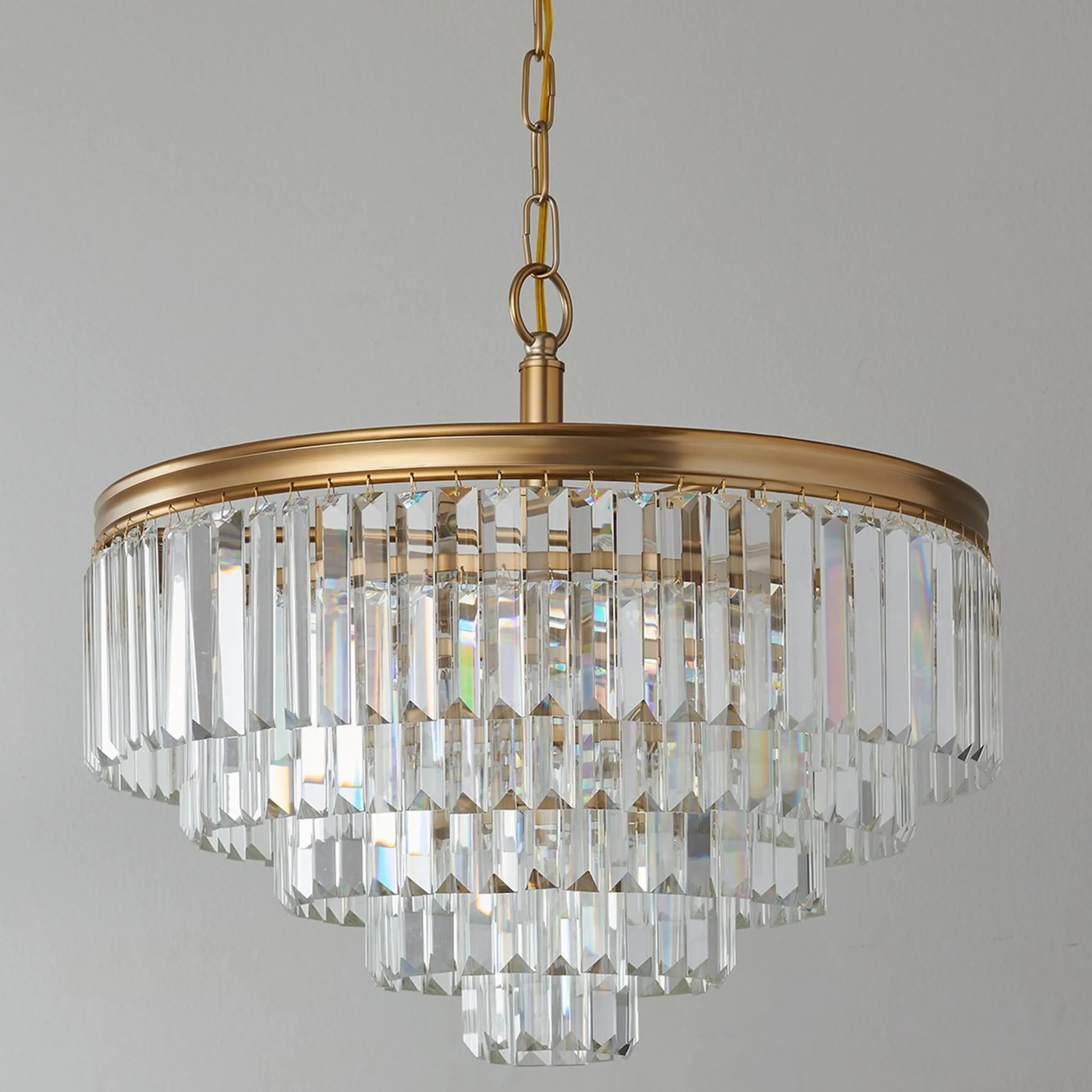 Faceted Glass Layered Convertible Chandelier - 20"