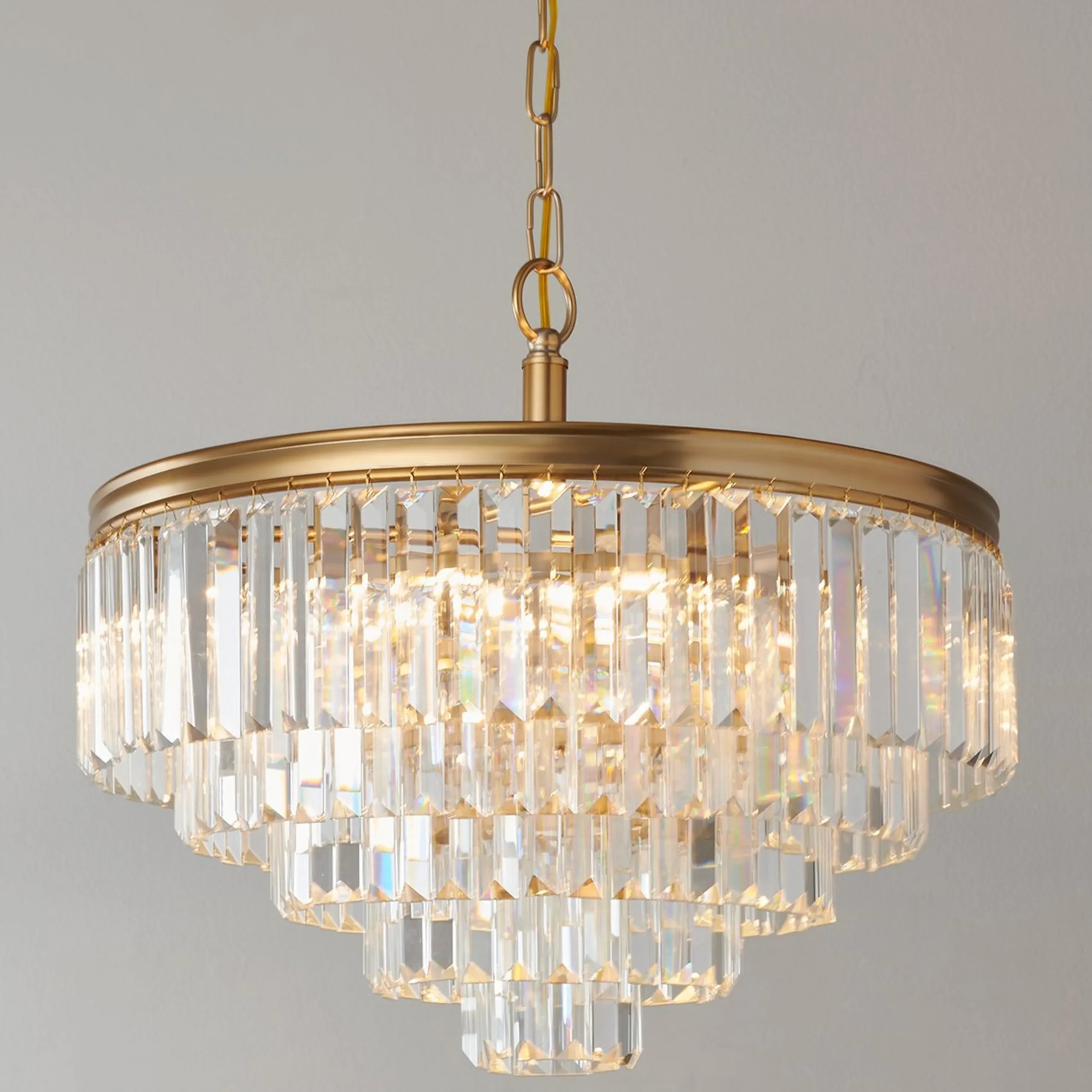 Faceted Glass Layered Convertible Chandelier - 20"