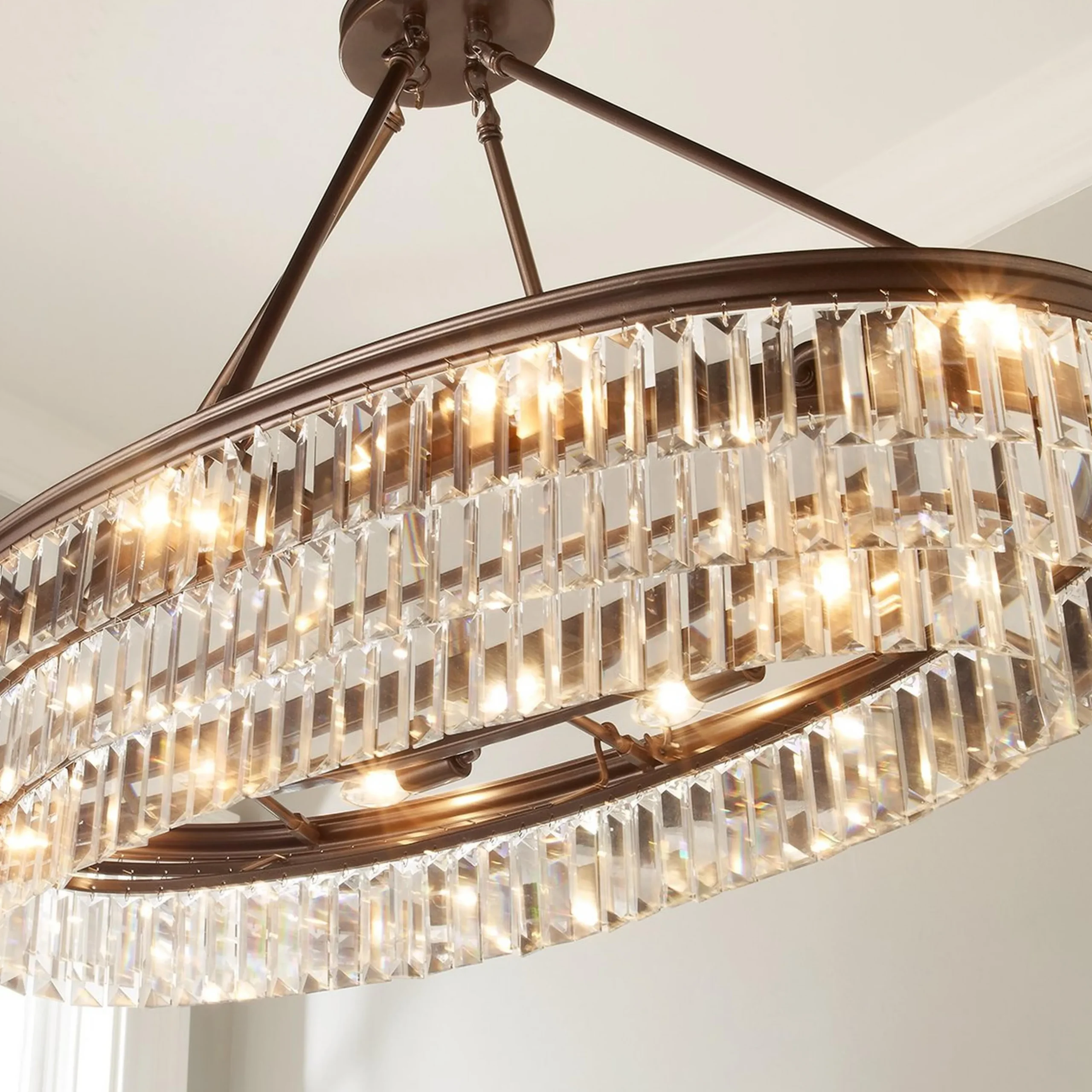 Faceted Glass Layered Island Chandelier