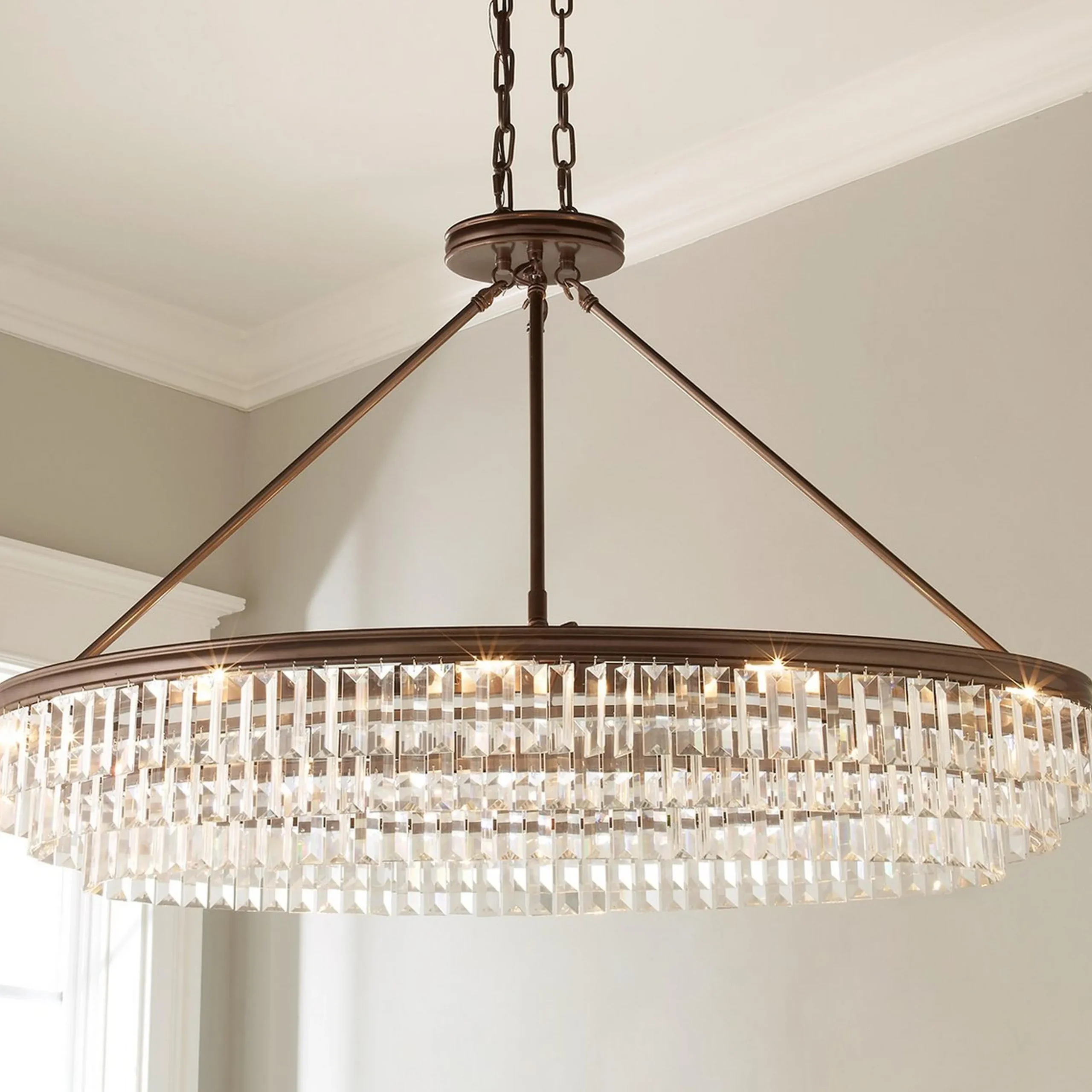 Faceted Glass Layered Island Chandelier