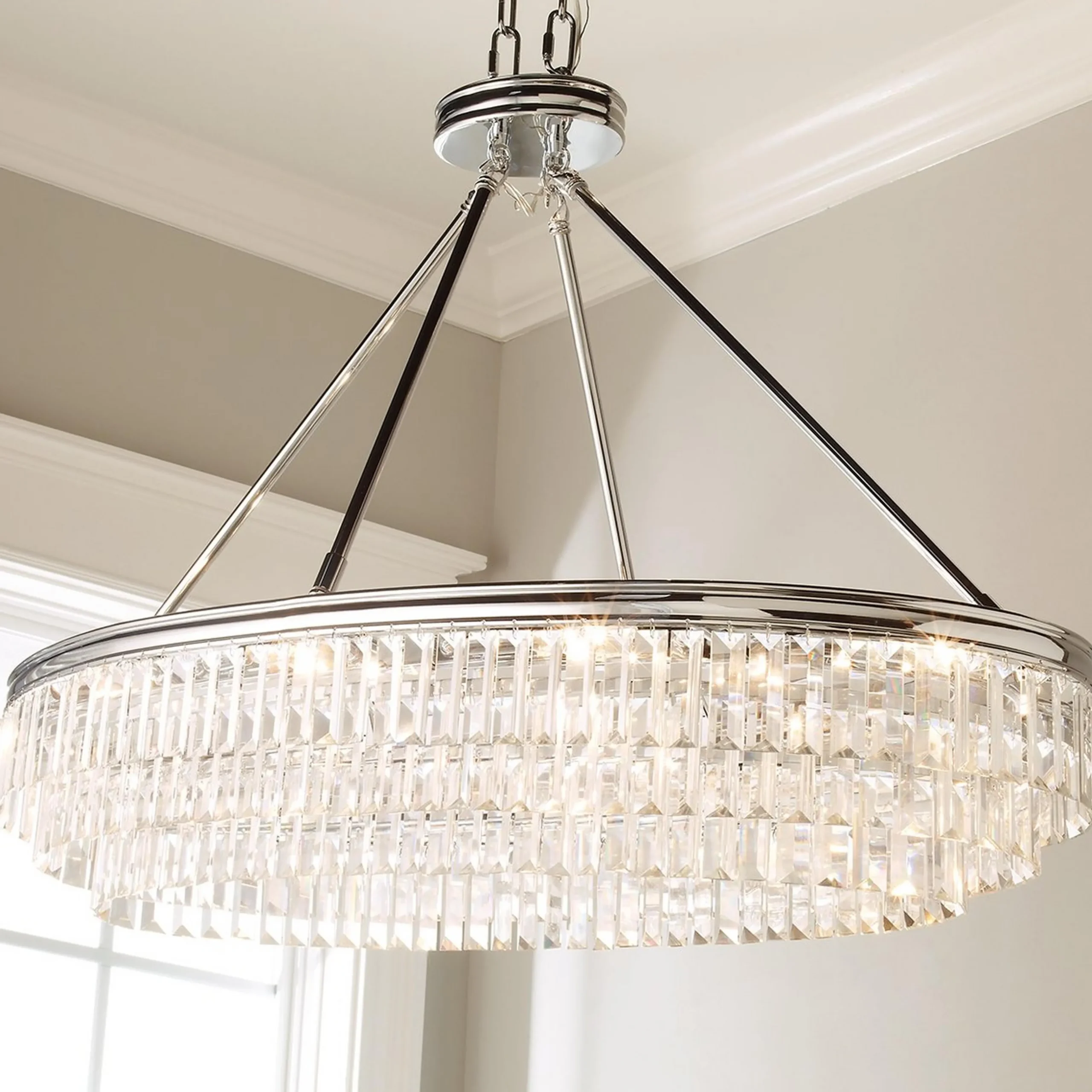 Faceted Glass Layered Island Chandelier