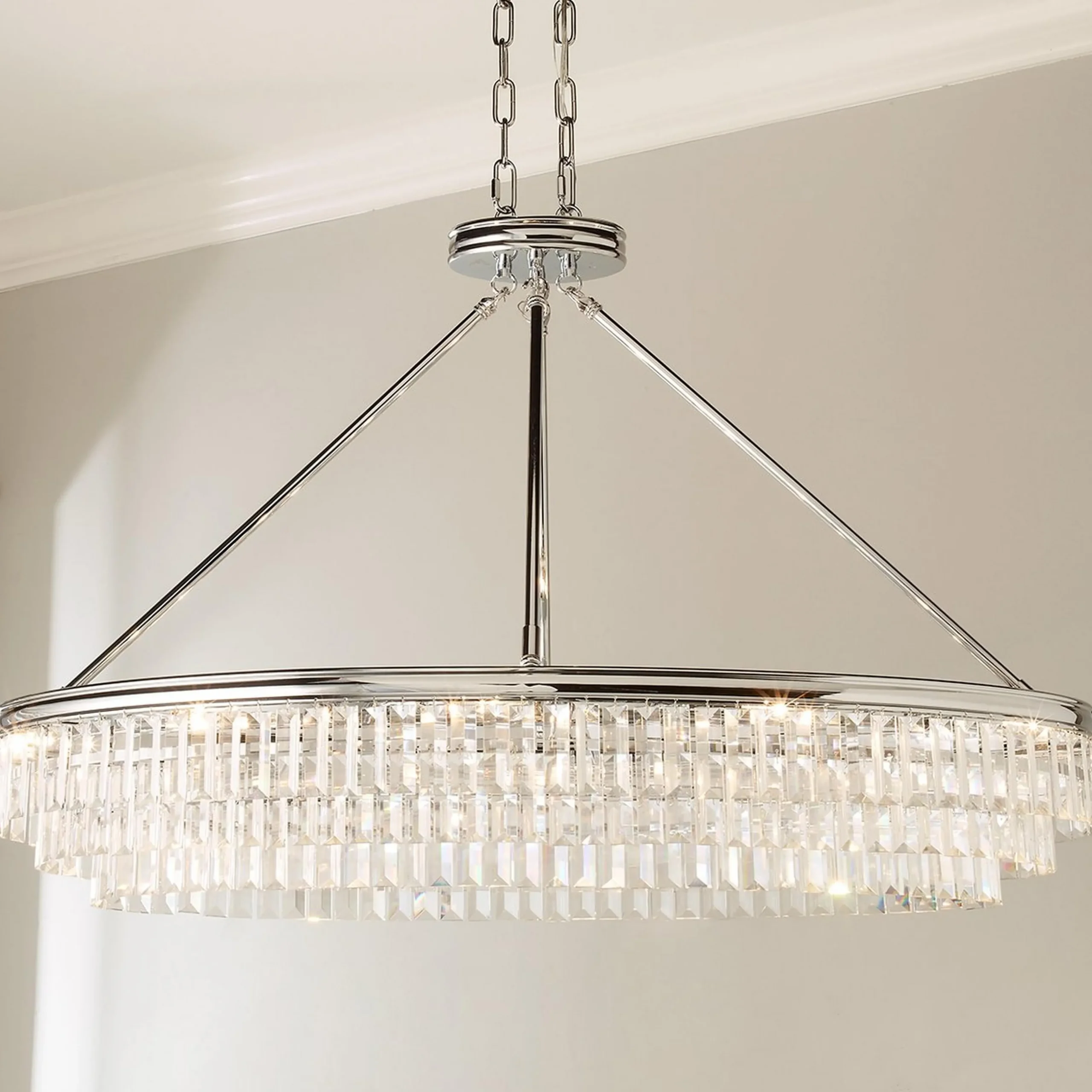 Faceted Glass Layered Island Chandelier