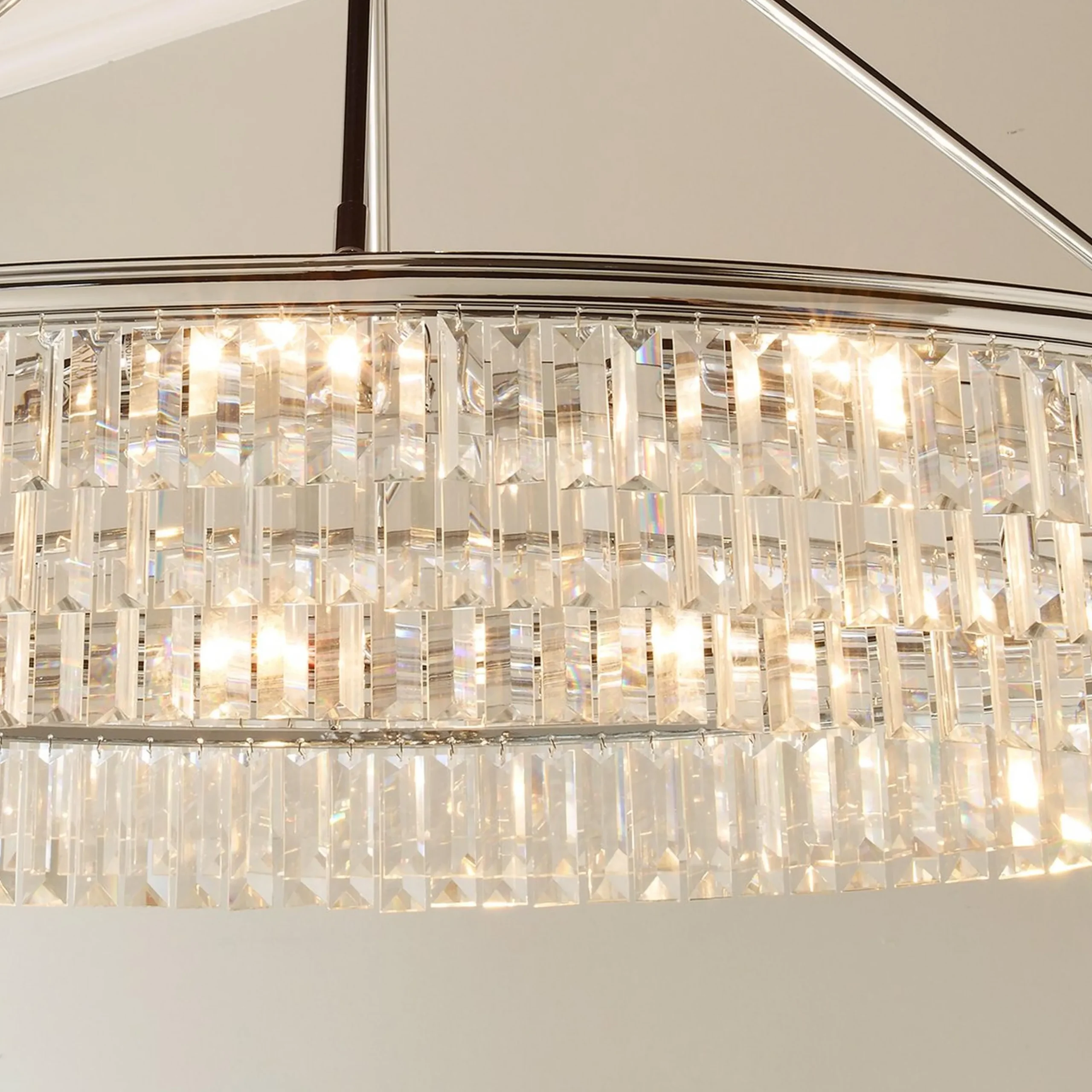 Faceted Glass Layered Island Chandelier