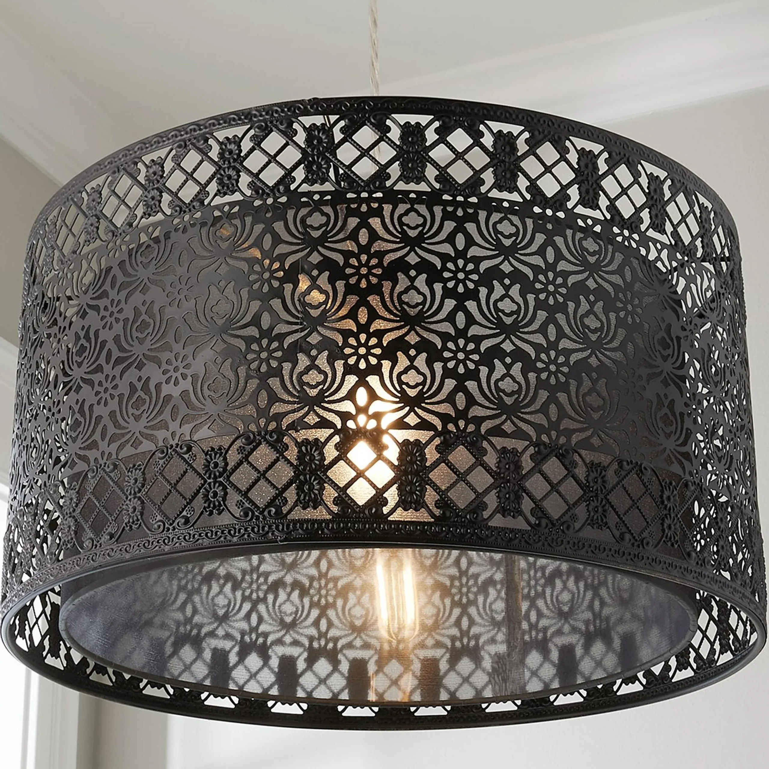 Filigree Lotus Metal Shade Pendant