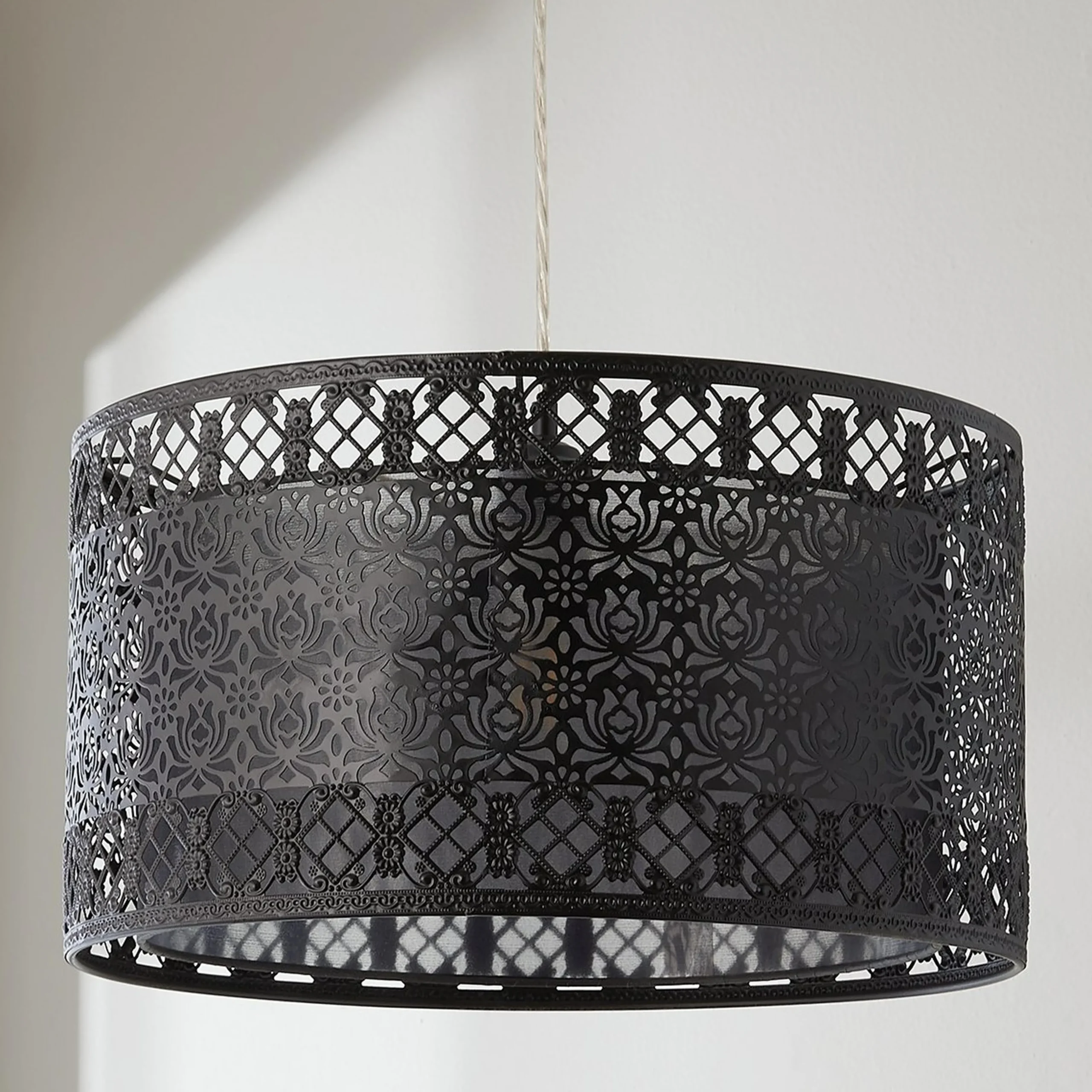 Filigree Lotus Metal Shade Pendant
