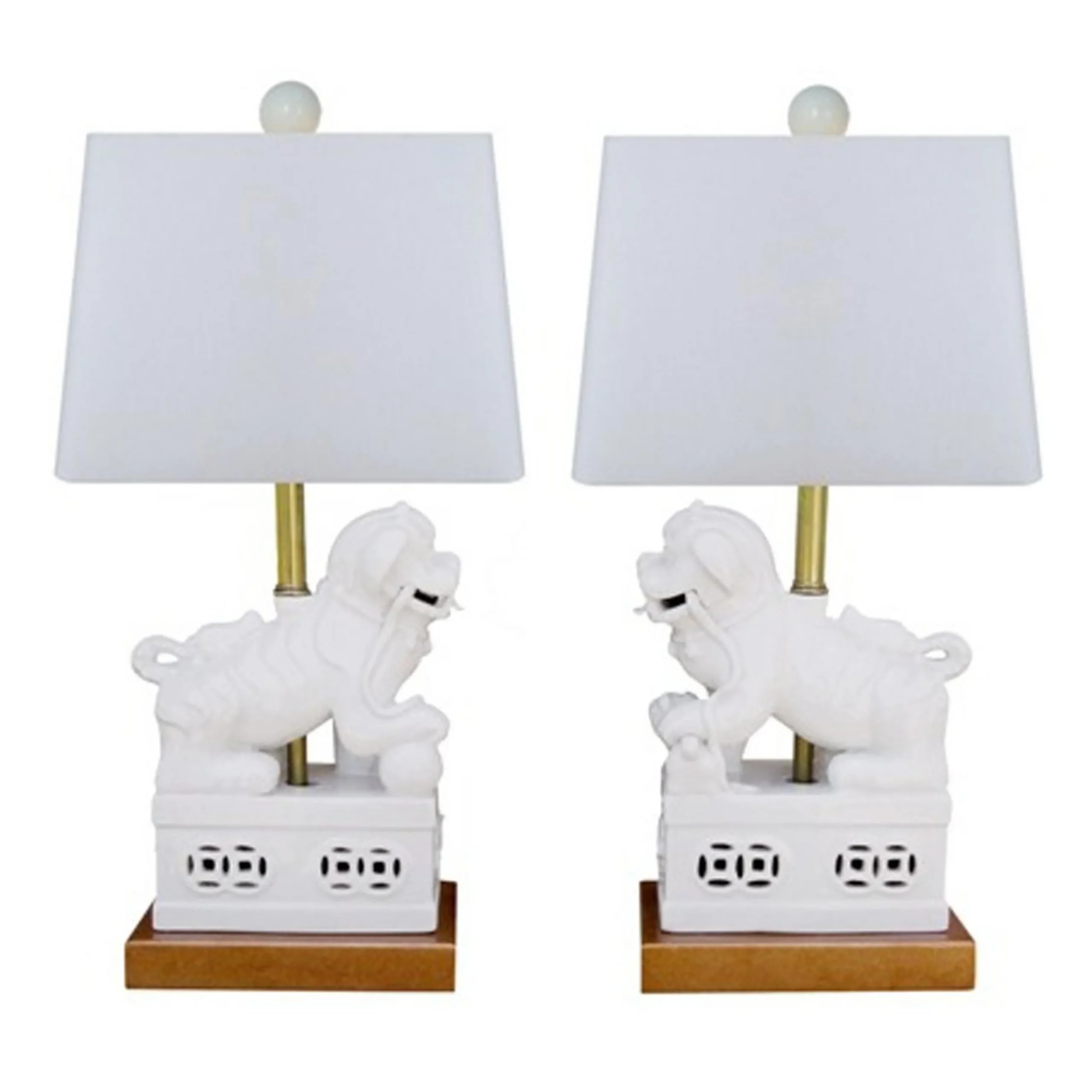 Foo Dog Lamps - Pair