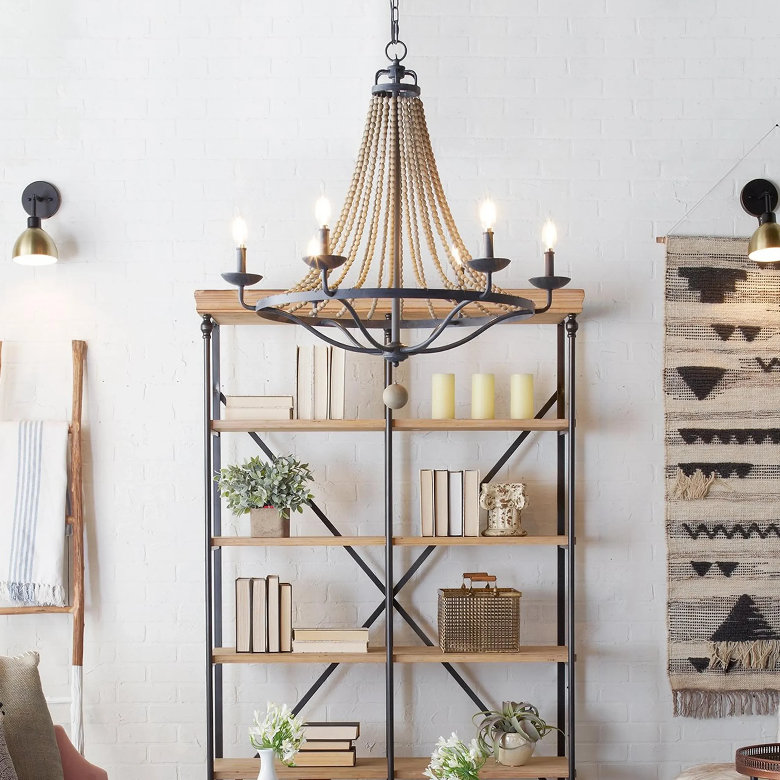 French Country Driftwood Chandelier - 6 Light