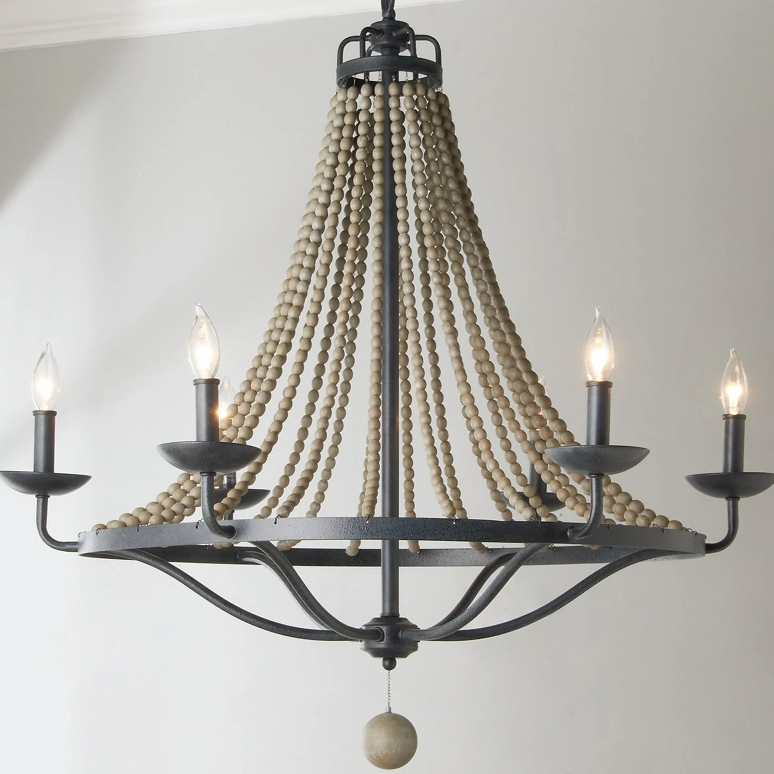 French Country Driftwood Chandelier - 6 Light
