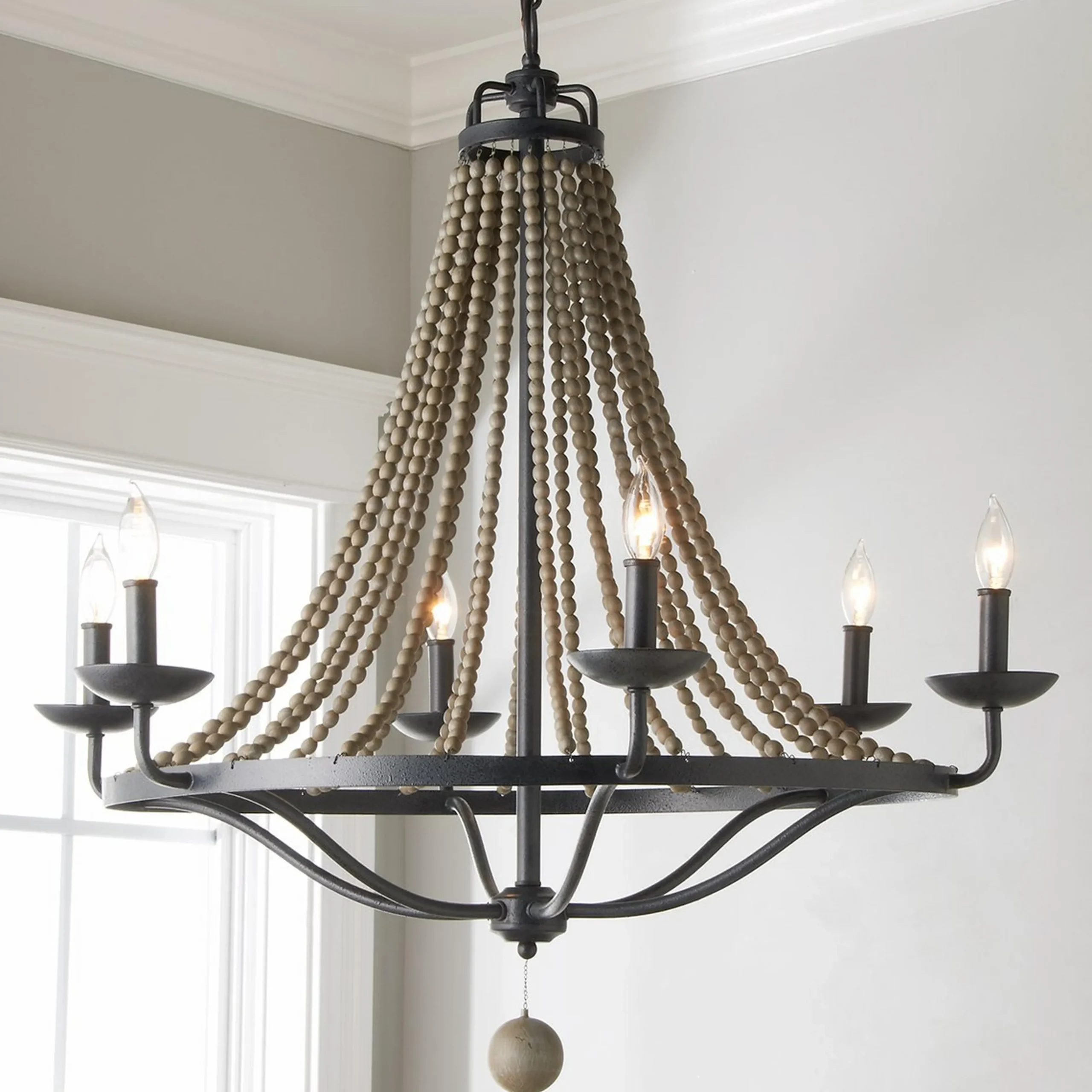 French Country Driftwood Chandelier - 6 Light