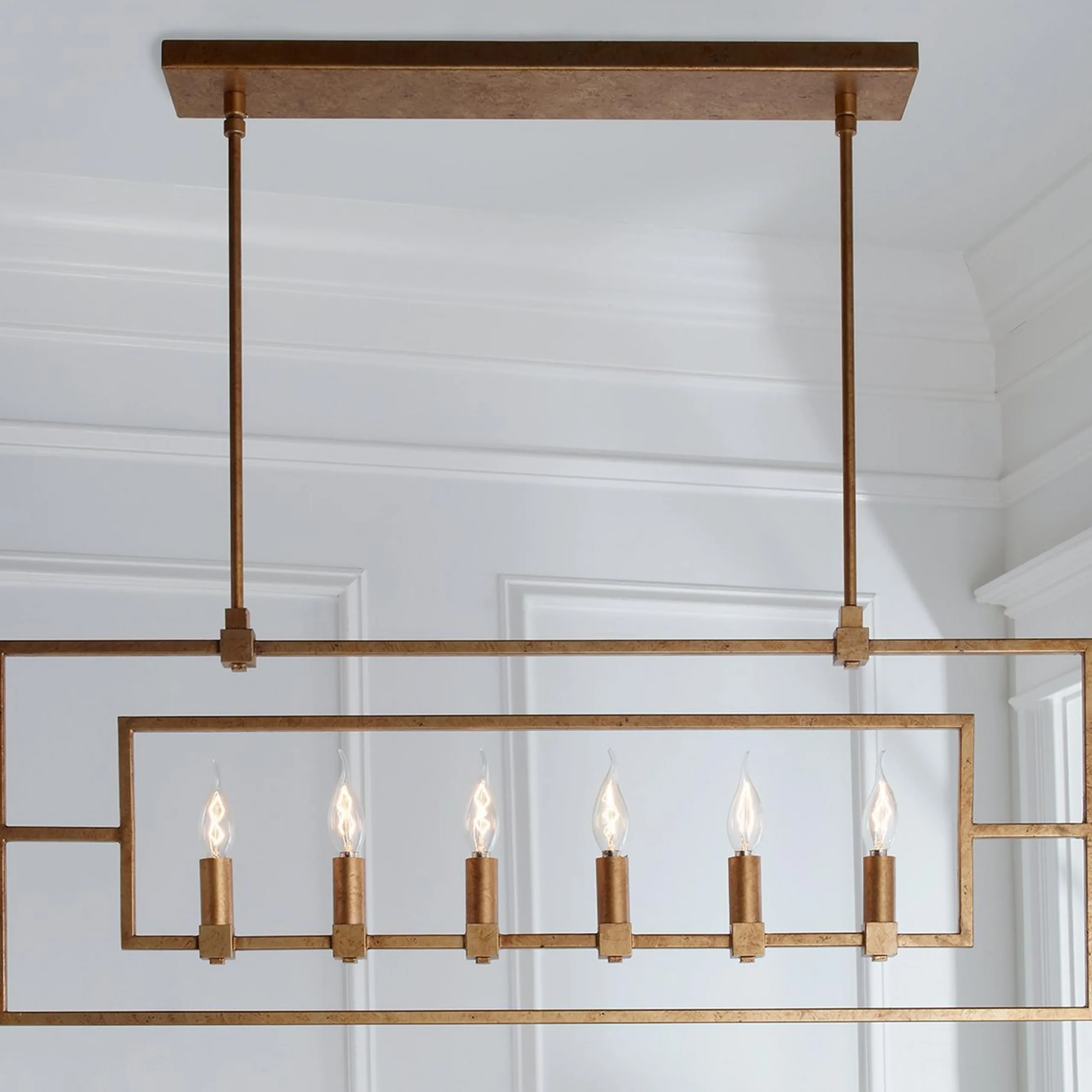 Geometric Double Frame Linear Chandelier