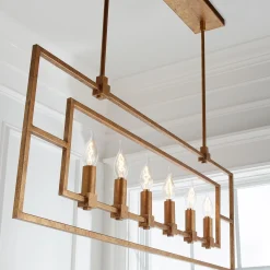 Geometric Double Frame Linear Chandelier