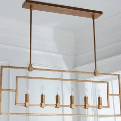 Geometric Double Frame Linear Chandelier