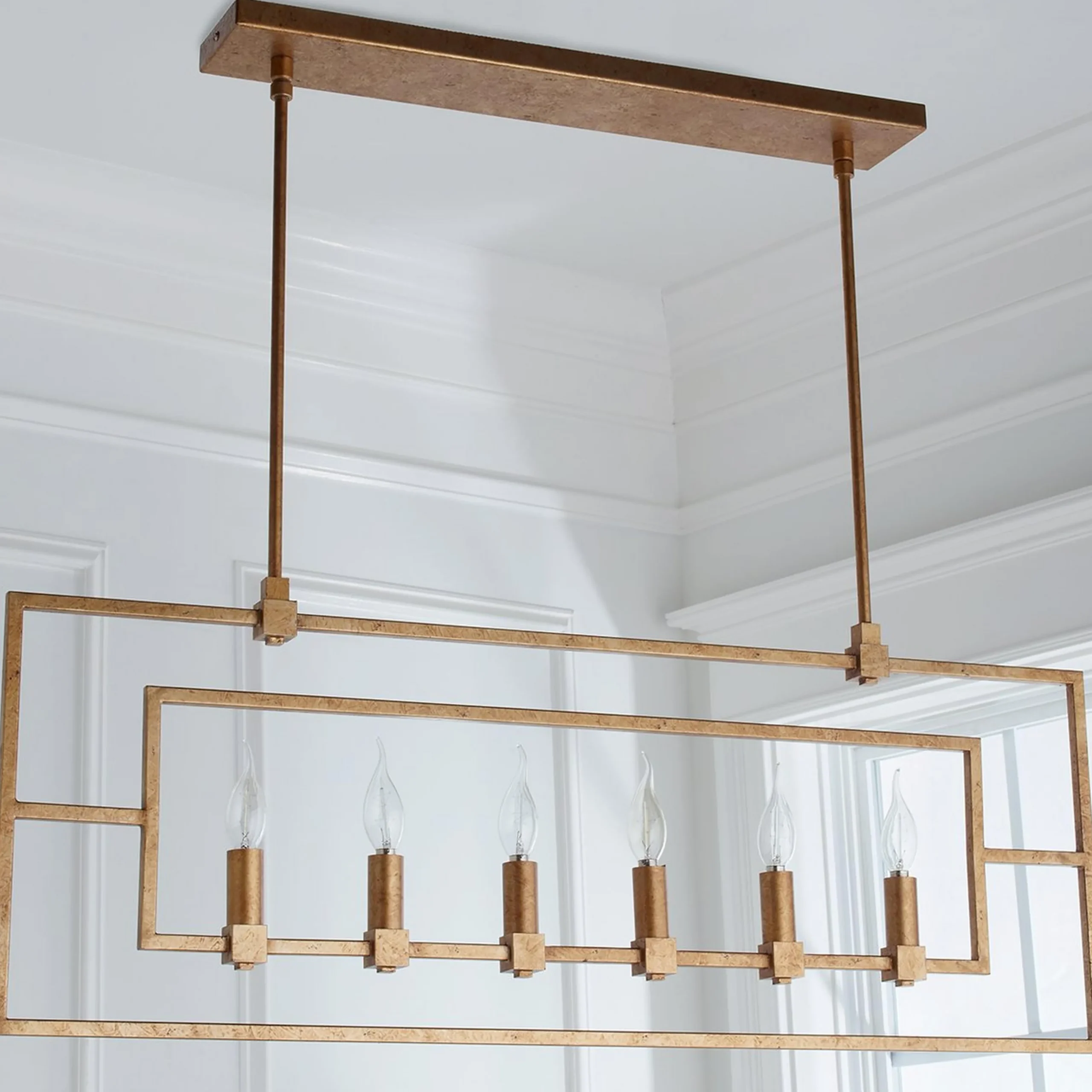 Geometric Double Frame Linear Chandelier