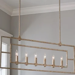 Geometric Double Frame Linear Chandelier