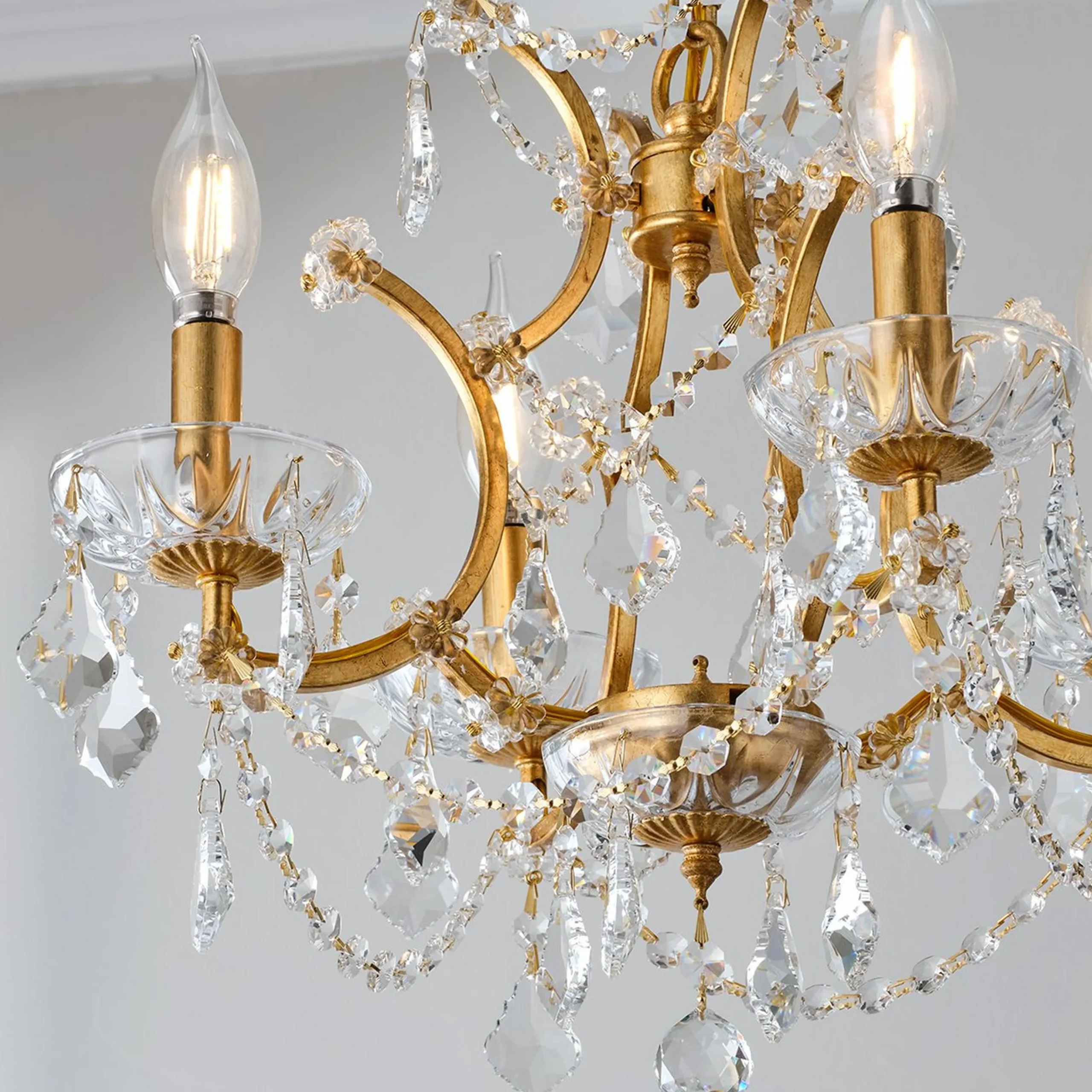 Gold Leaf and Crystal Chandelier - Small