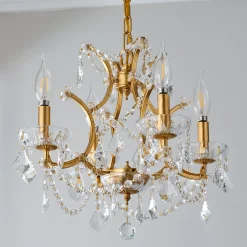 Gold Leaf and Crystal Chandelier - Small