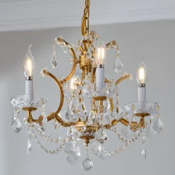 Gold Leaf and Crystal Chandelier - Small
