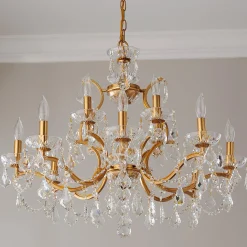 Gold Leaf and Crystal Chandelier - Large