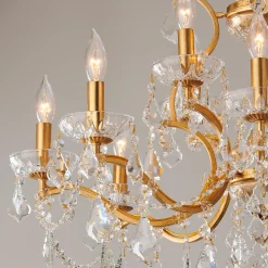 Gold Leaf and Crystal Chandelier - Large