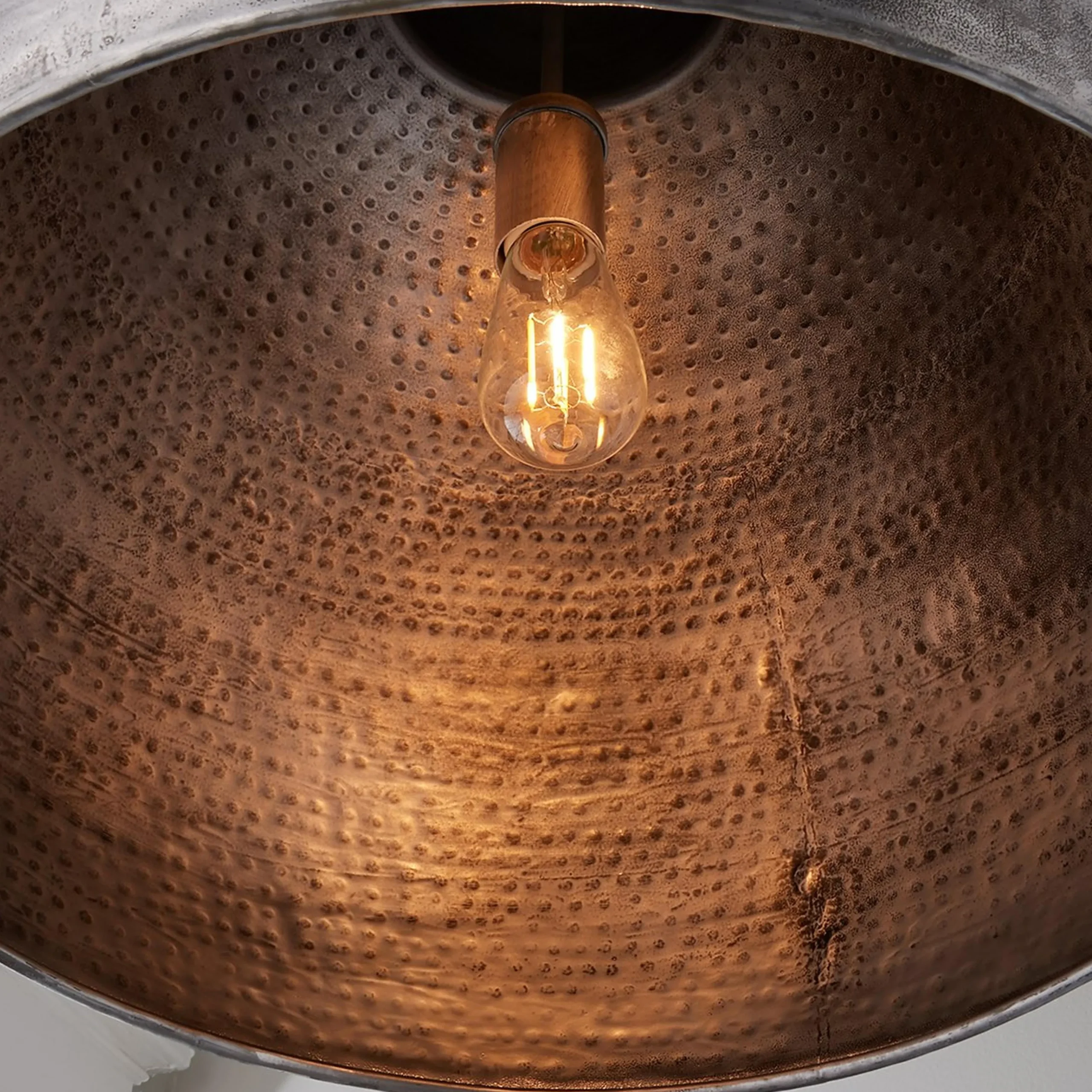 Hammered Steel Oversized Dome Pendant