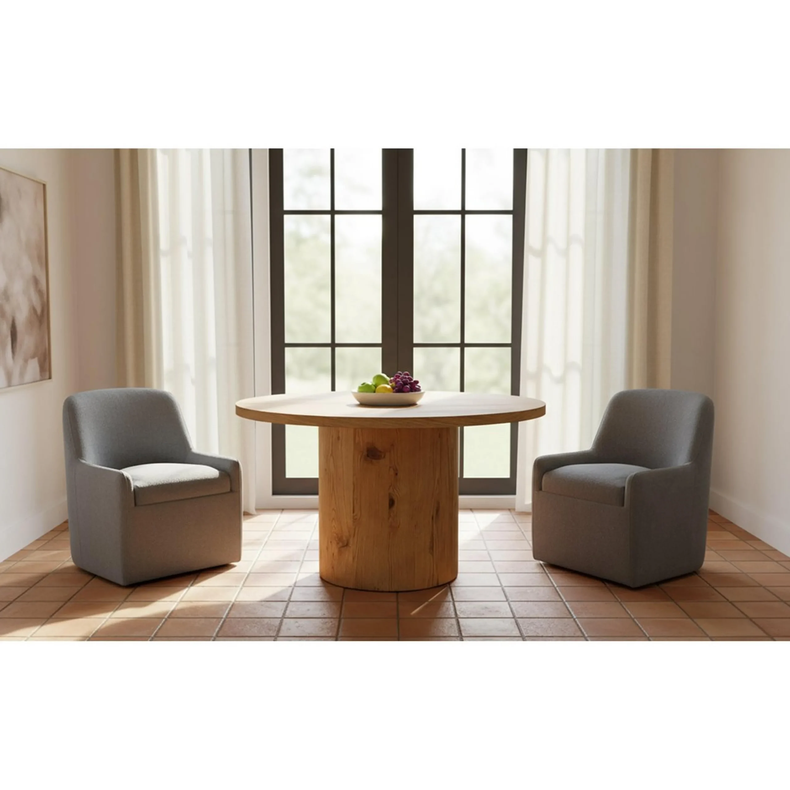 Hecuba Rolling Dining Chair - Fabric