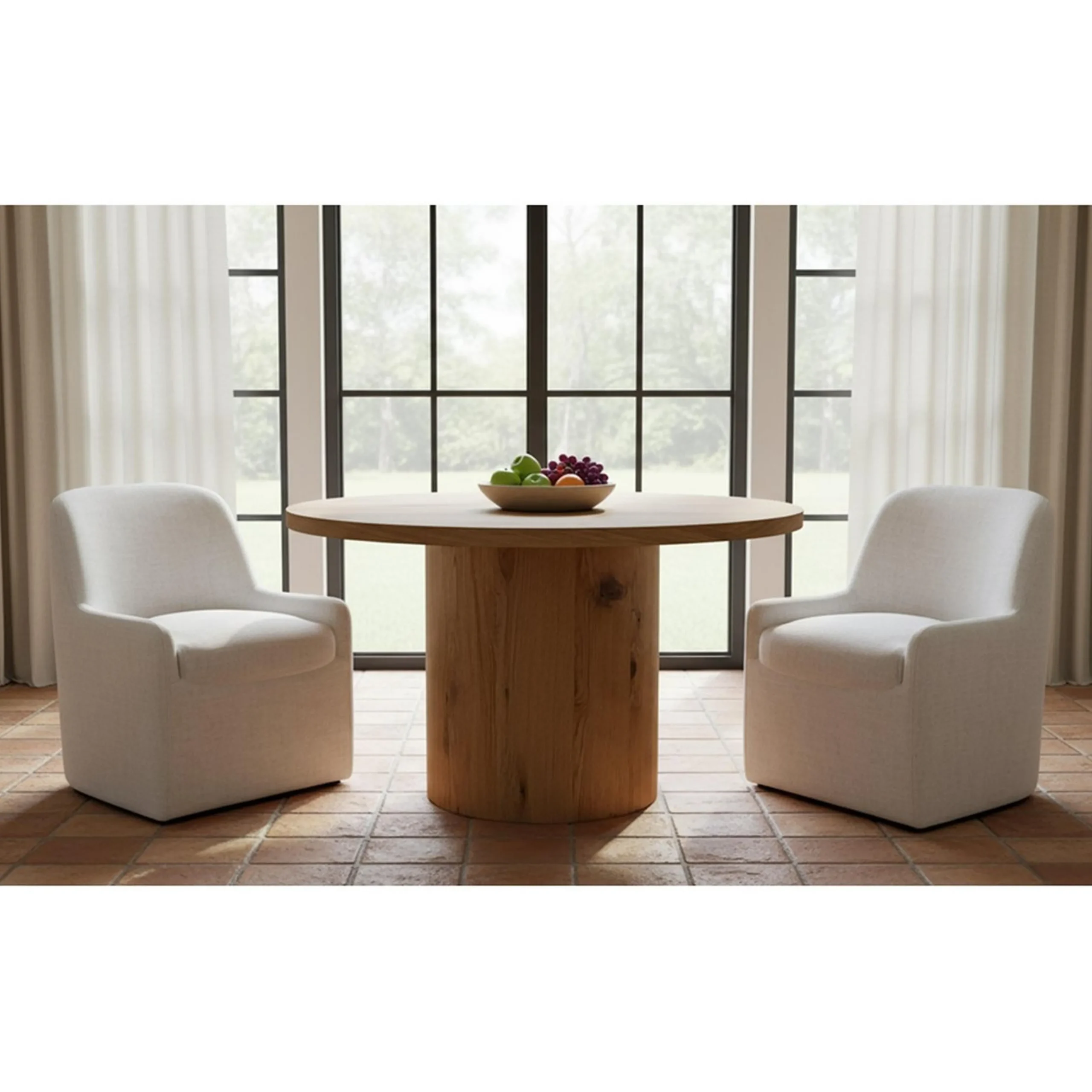 Hecuba Rolling Dining Chair - Fabric
