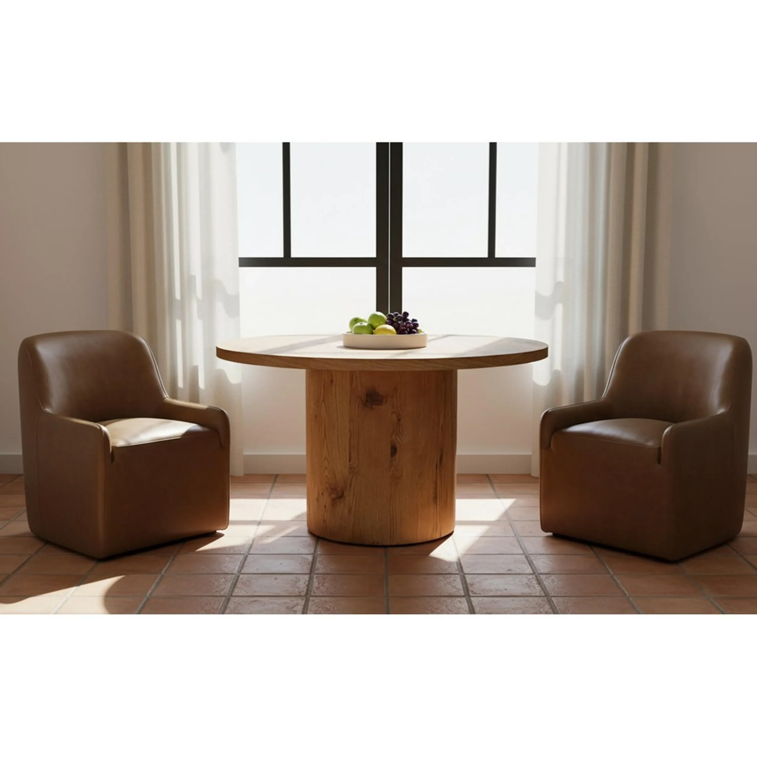 Hecuba Rolling Dining Chair - Leather