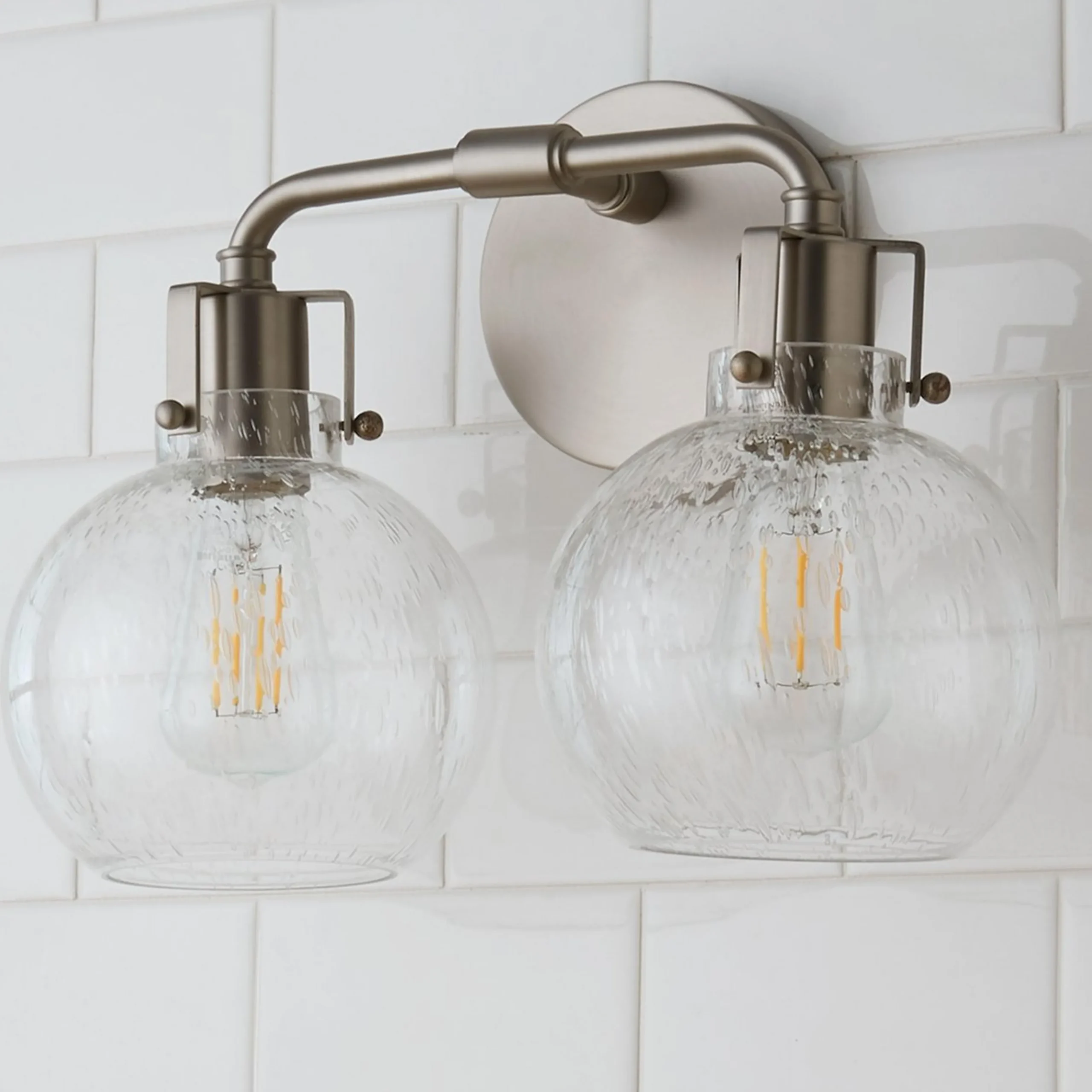 Hinley Seeded Glass Vanity Light - 2 Light