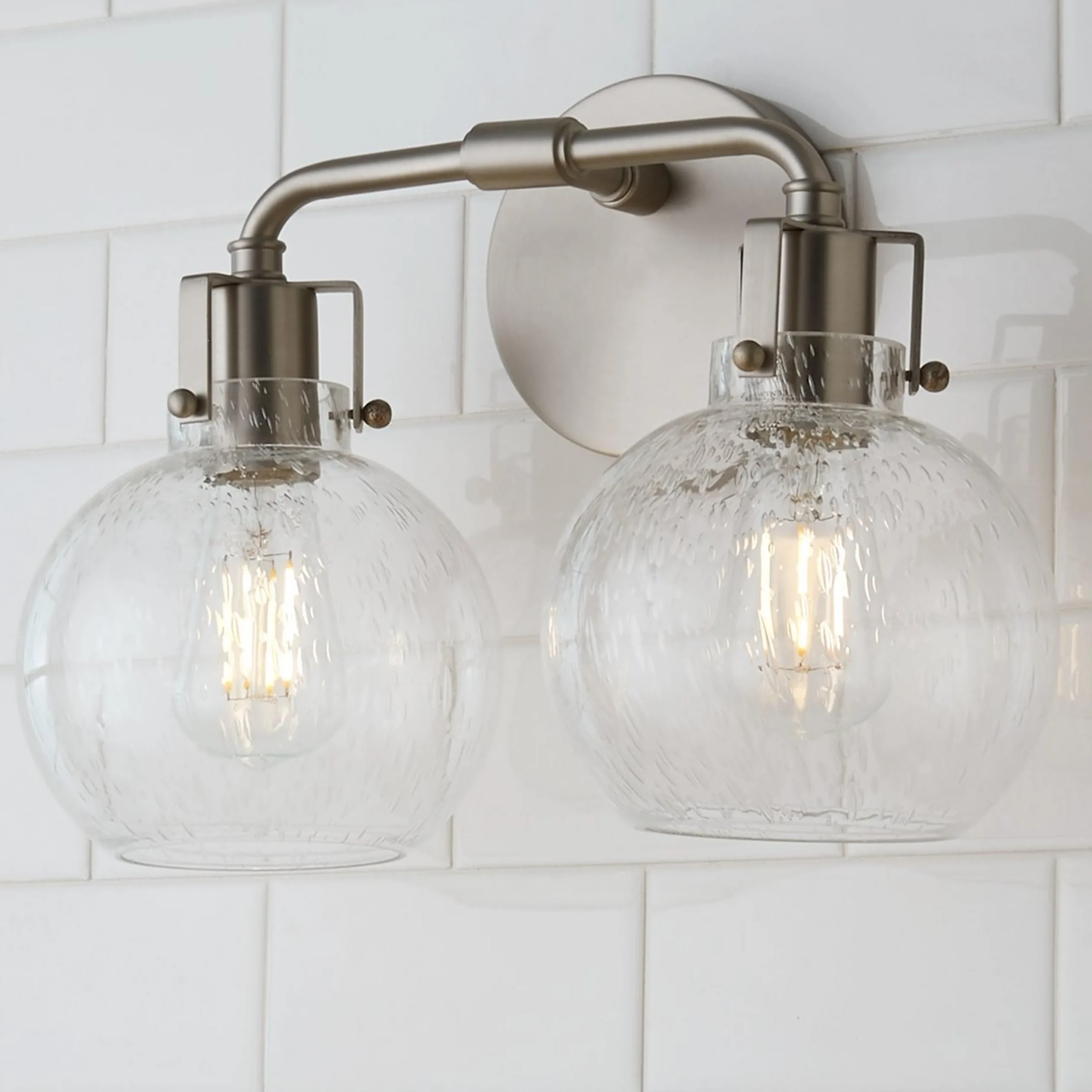 Hinley Seeded Glass Vanity Light - 2 Light