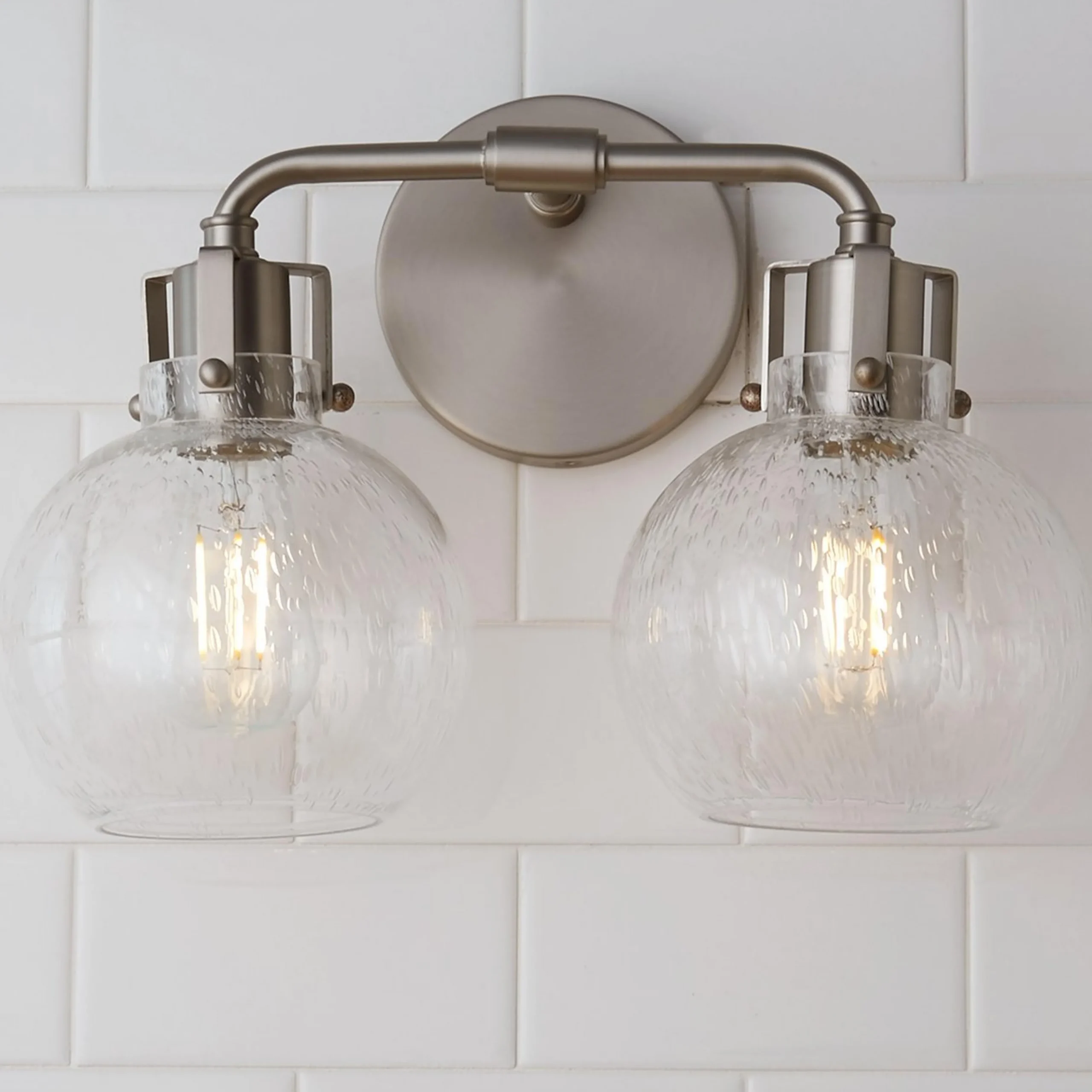 Hinley Seeded Glass Vanity Light - 2 Light