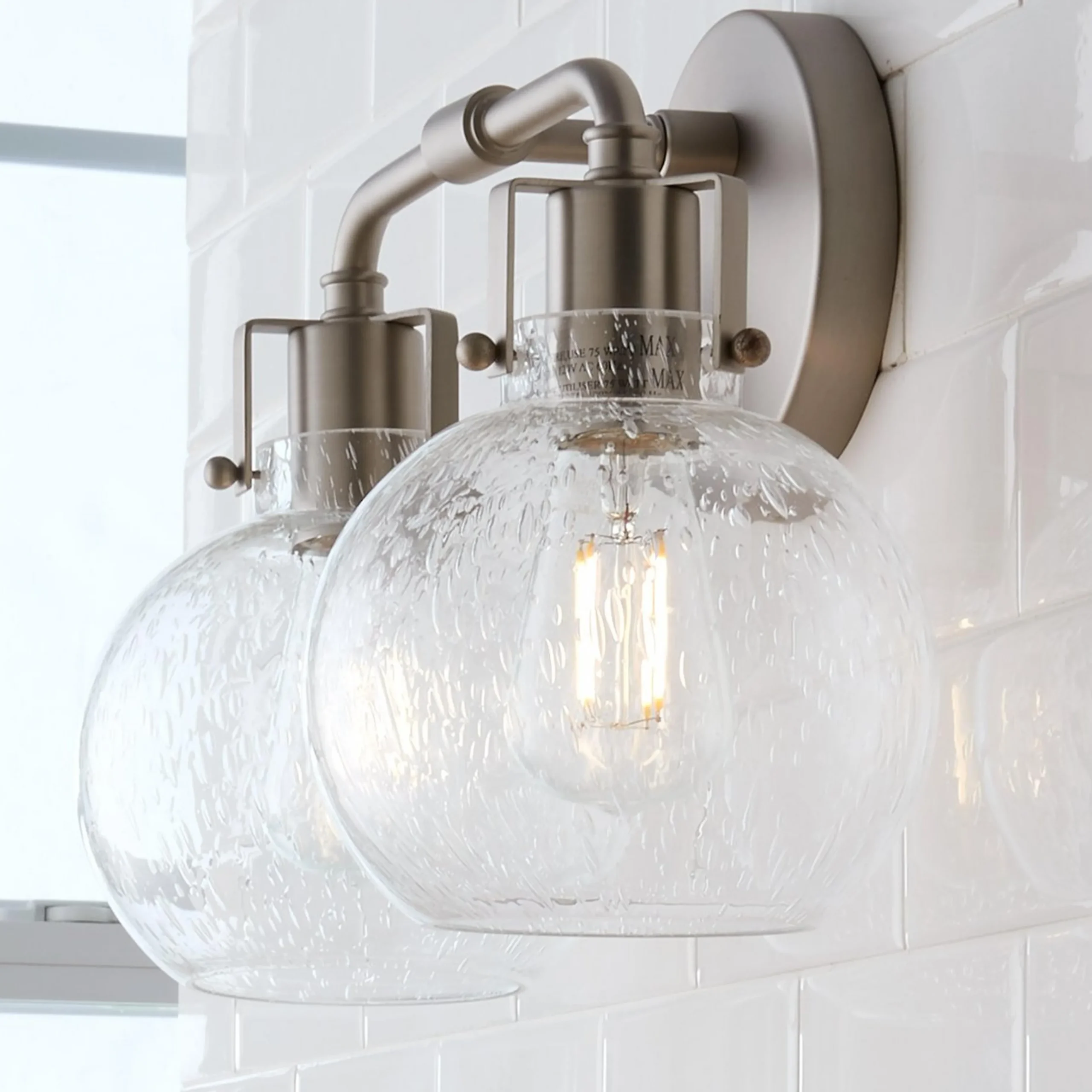 Hinley Seeded Glass Vanity Light - 2 Light