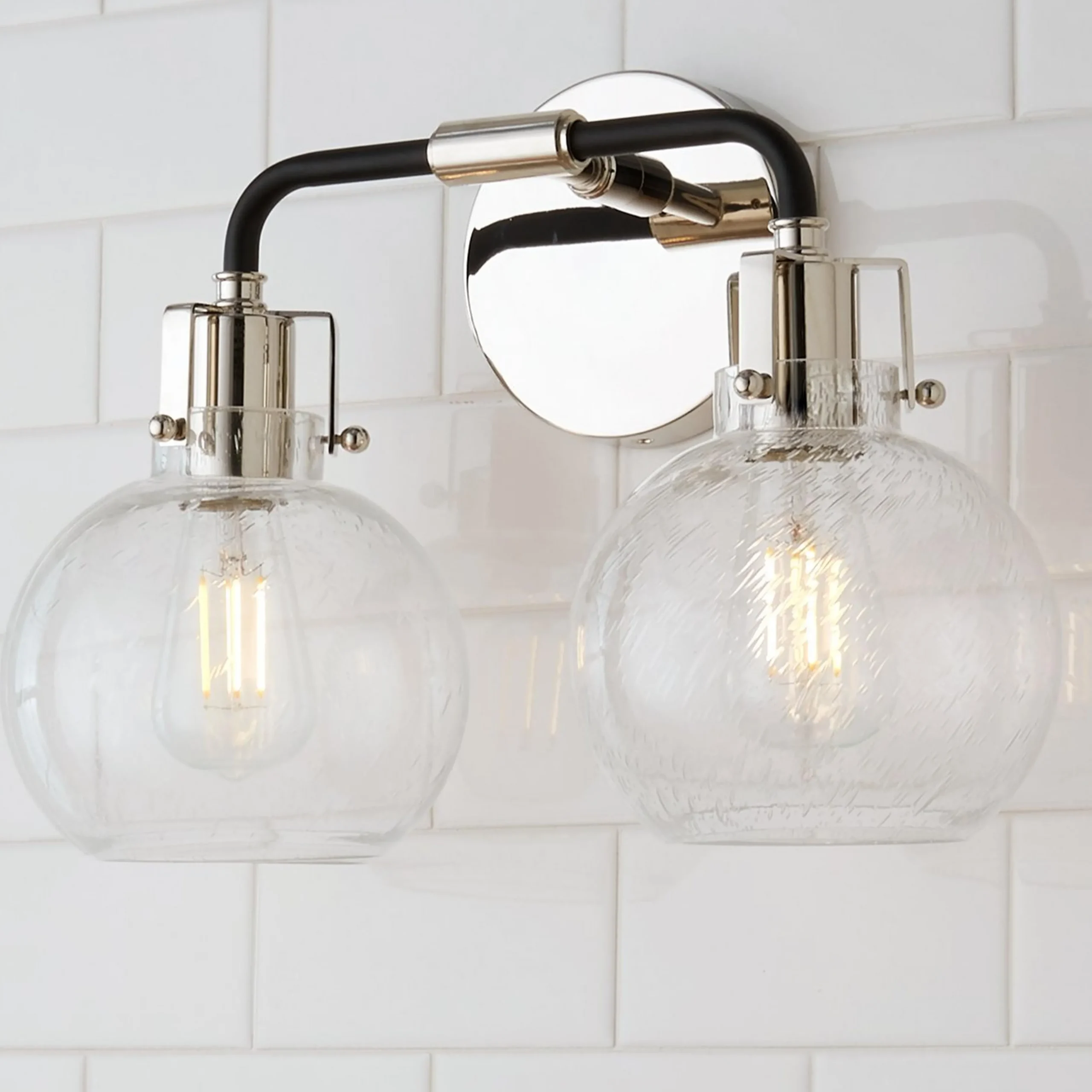 Hinley Seeded Glass Vanity Light - 2 Light