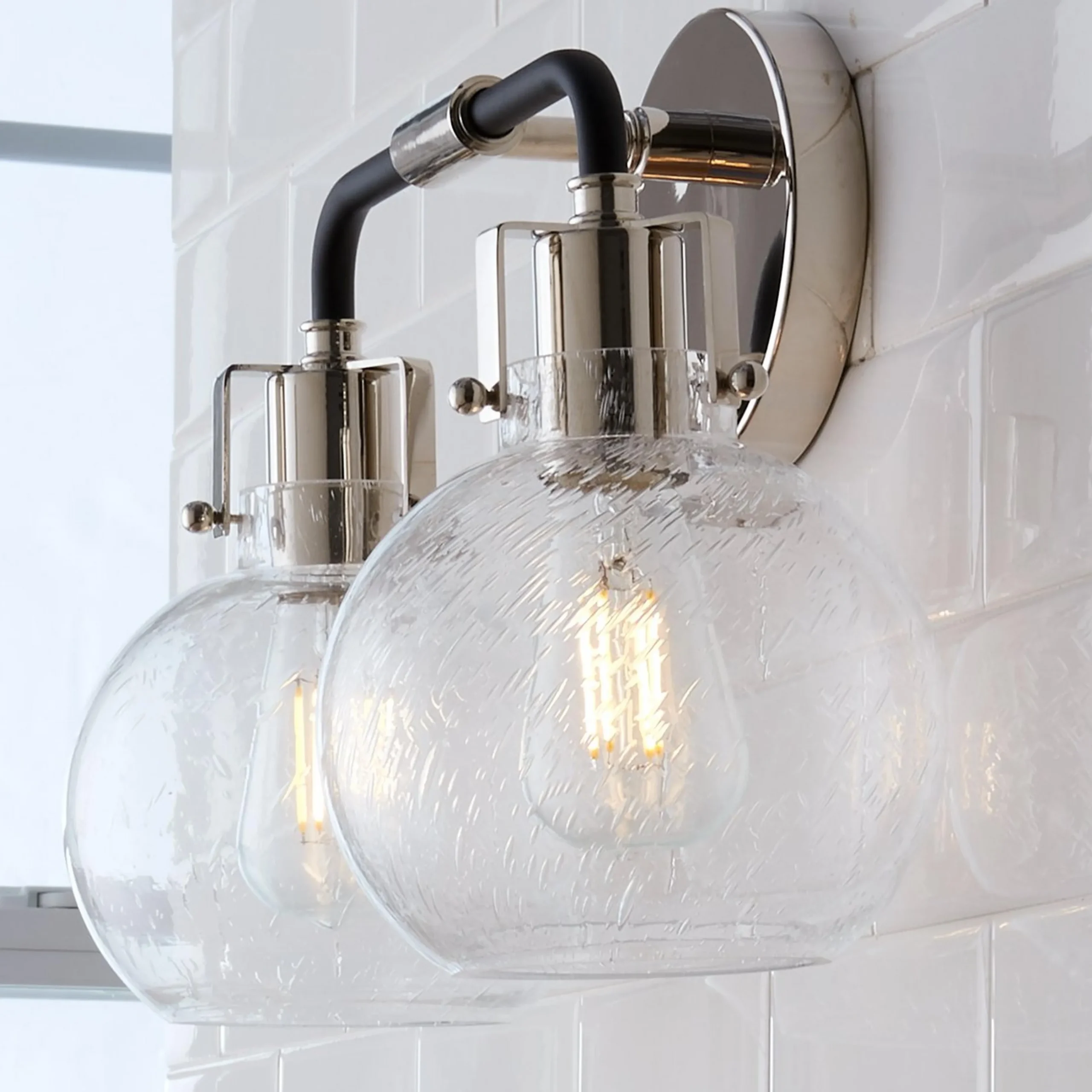 Hinley Seeded Glass Vanity Light - 2 Light