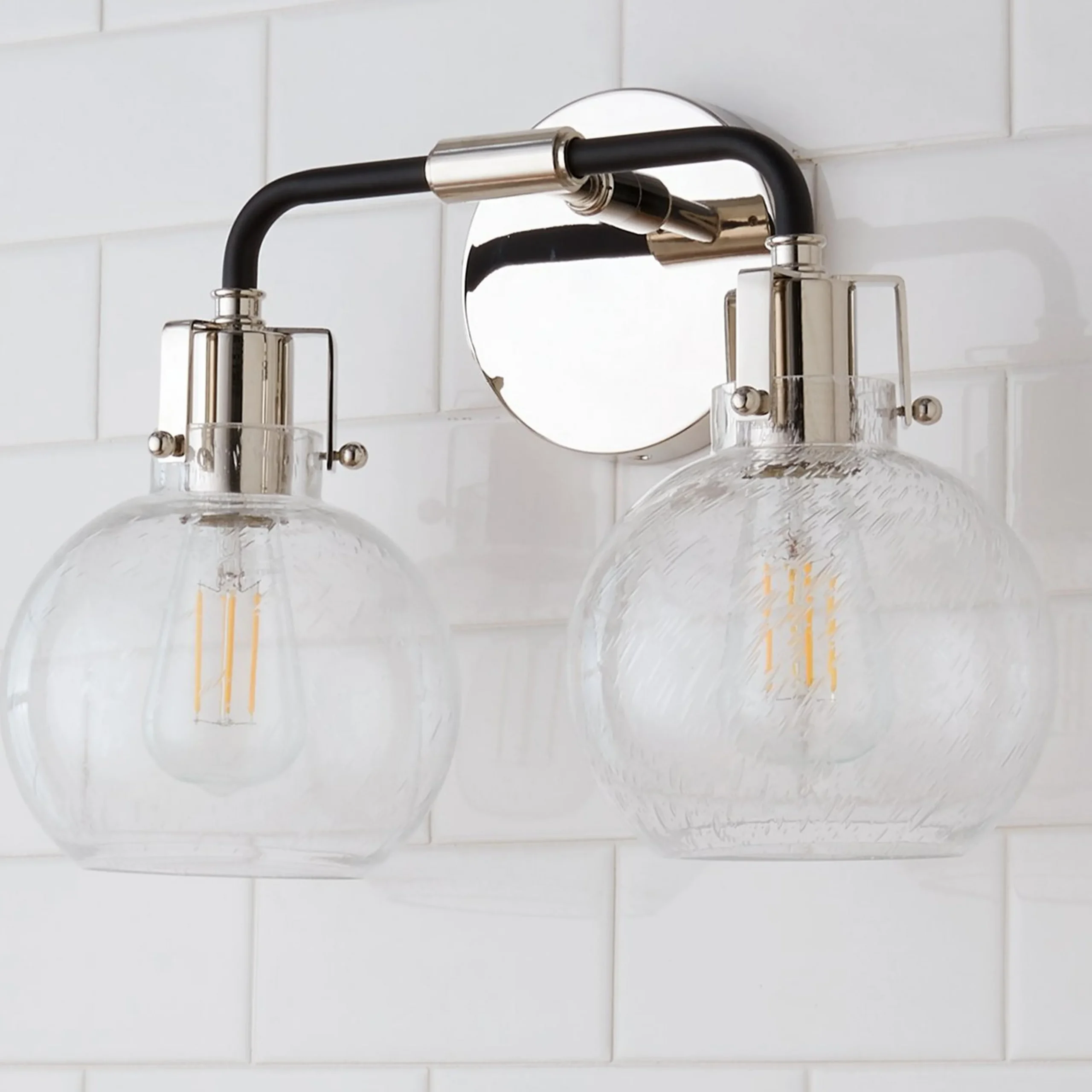 Hinley Seeded Glass Vanity Light - 2 Light