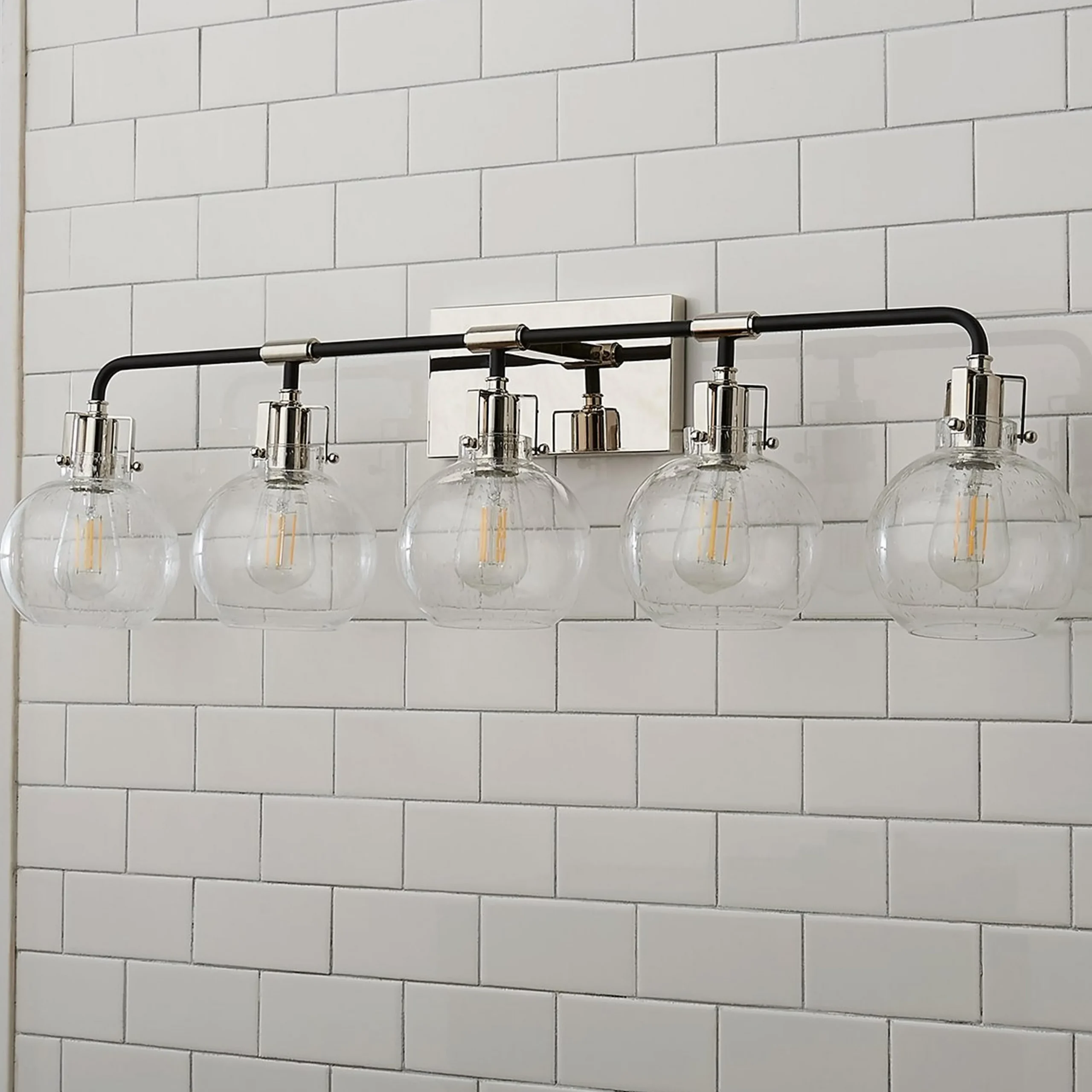 Hinley Seeded Glass Vanity Light - 5 Light