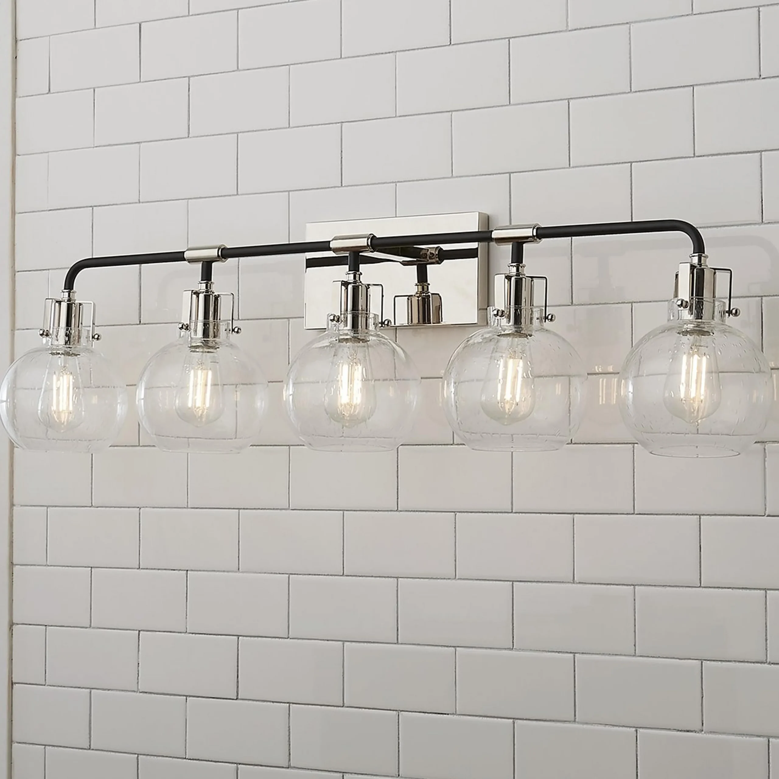Hinley Seeded Glass Vanity Light - 5 Light