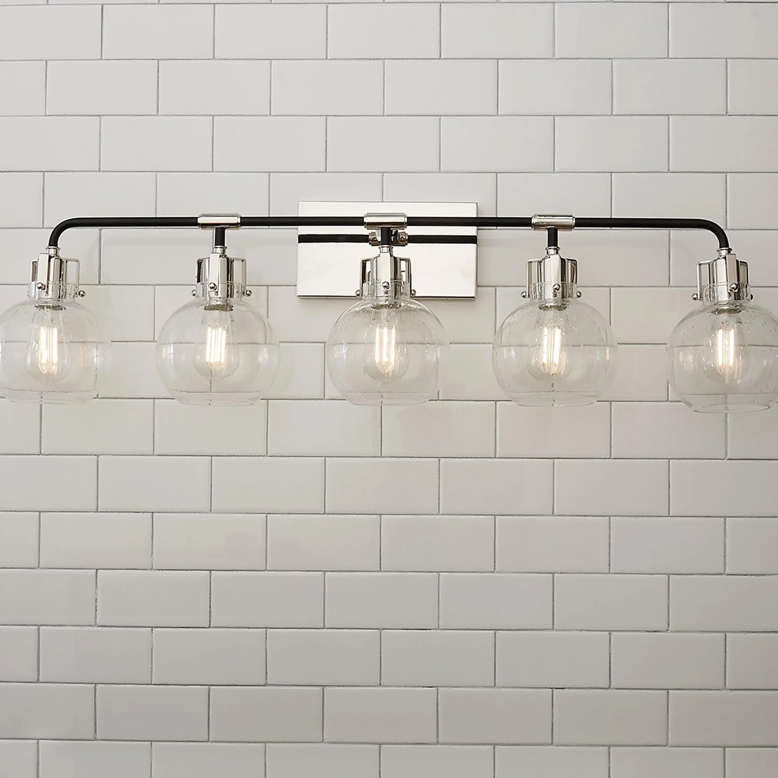 Hinley Seeded Glass Vanity Light - 5 Light