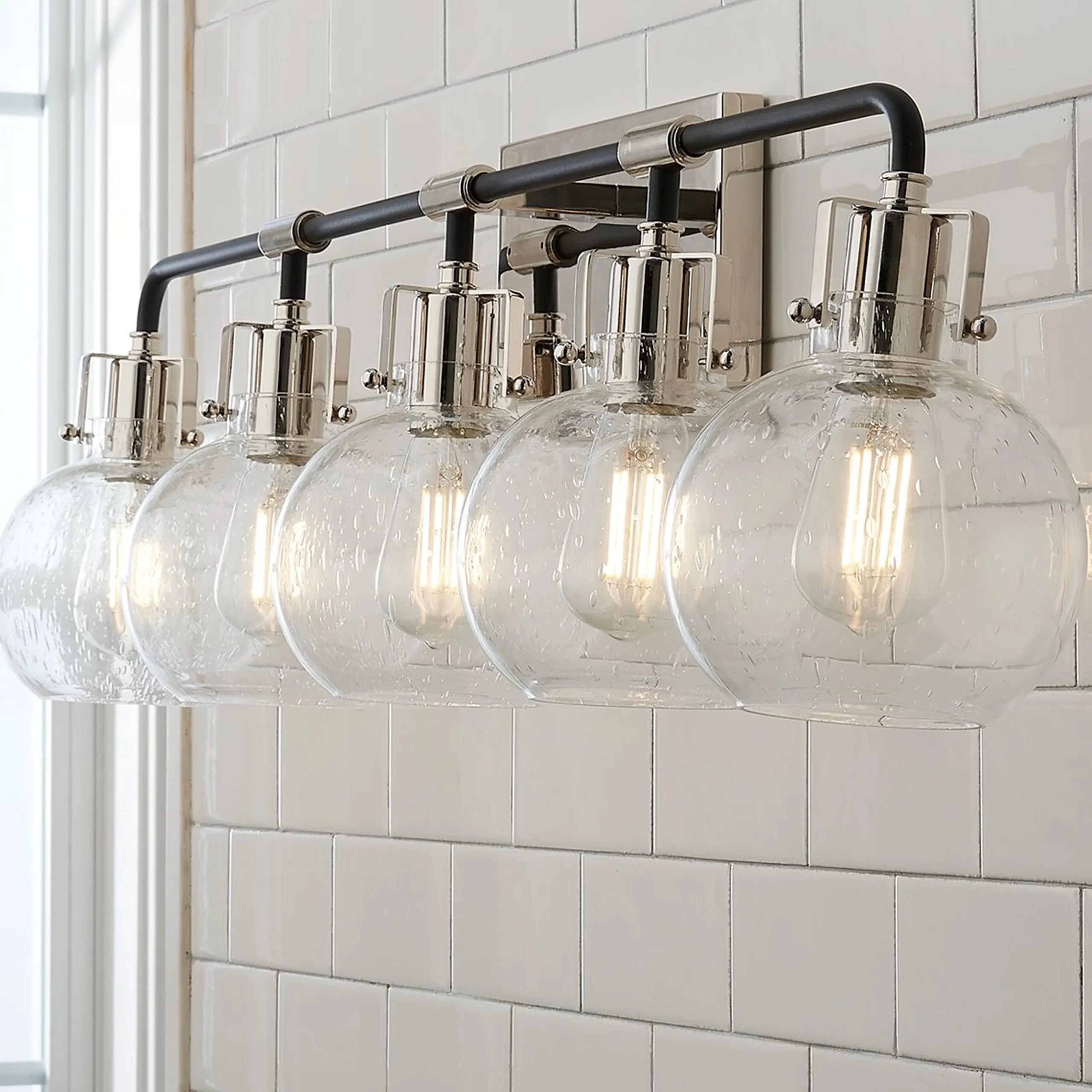 Hinley Seeded Glass Vanity Light - 5 Light