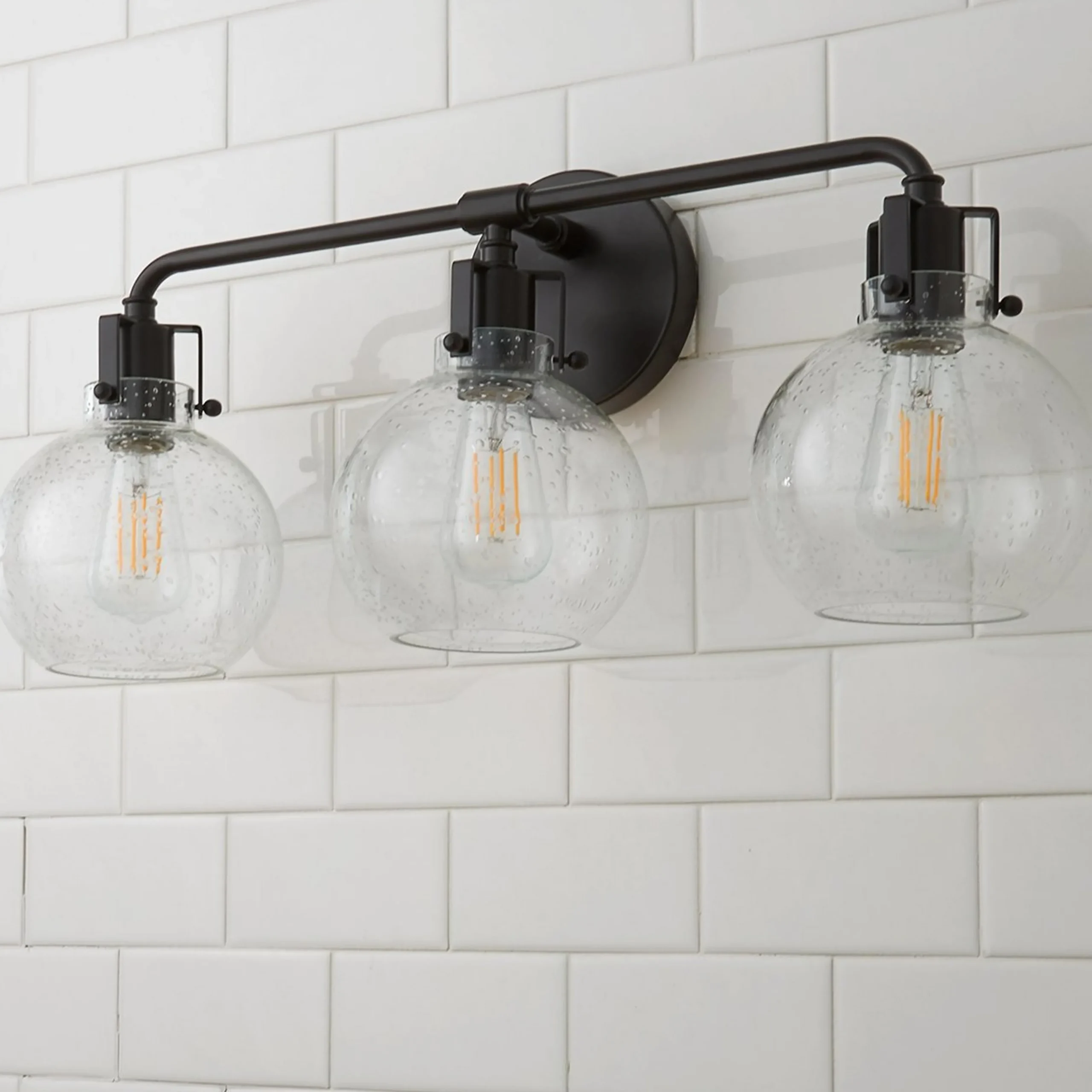 Hinley Seeded Glass Vanity Light - 3 Light