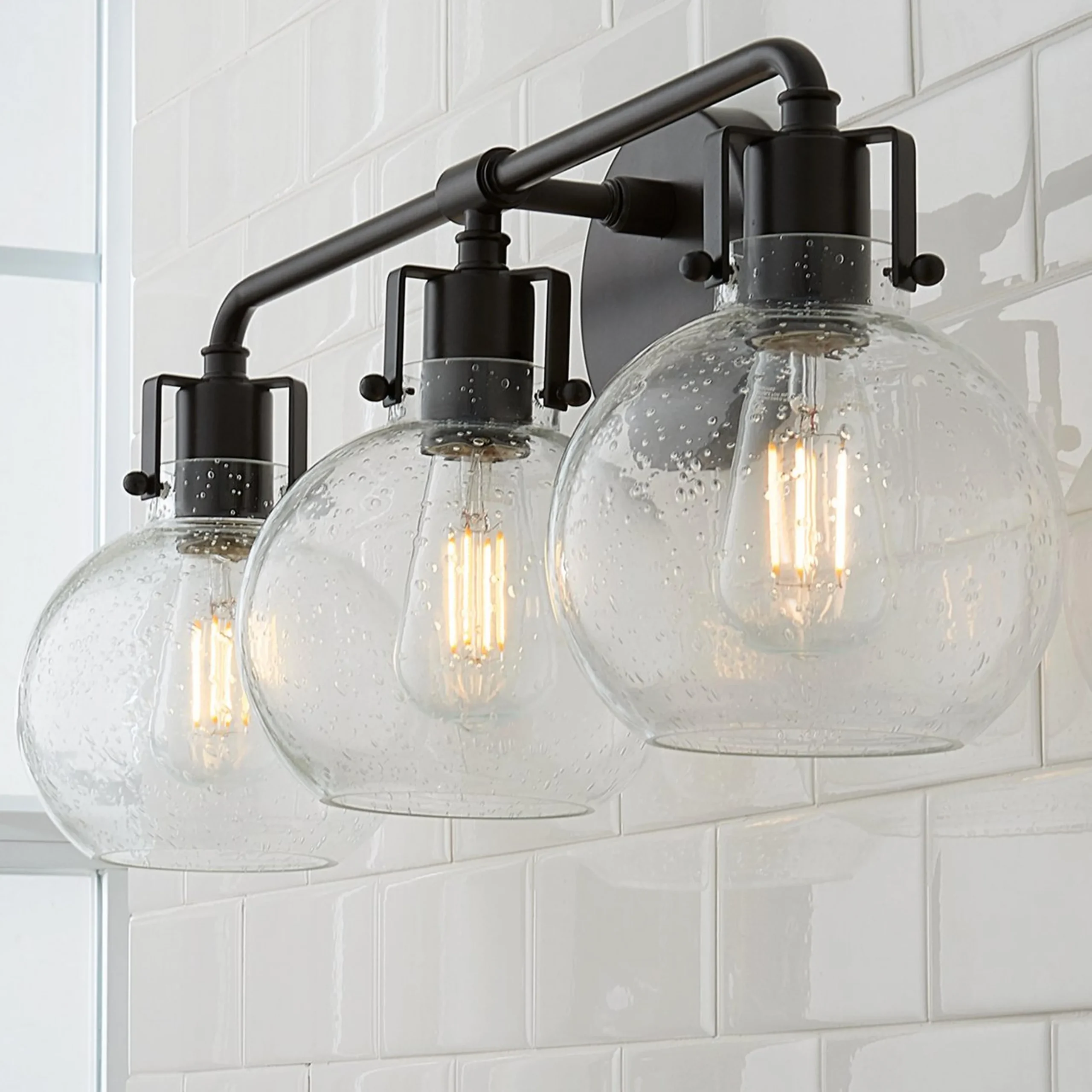 Hinley Seeded Glass Vanity Light - 3 Light