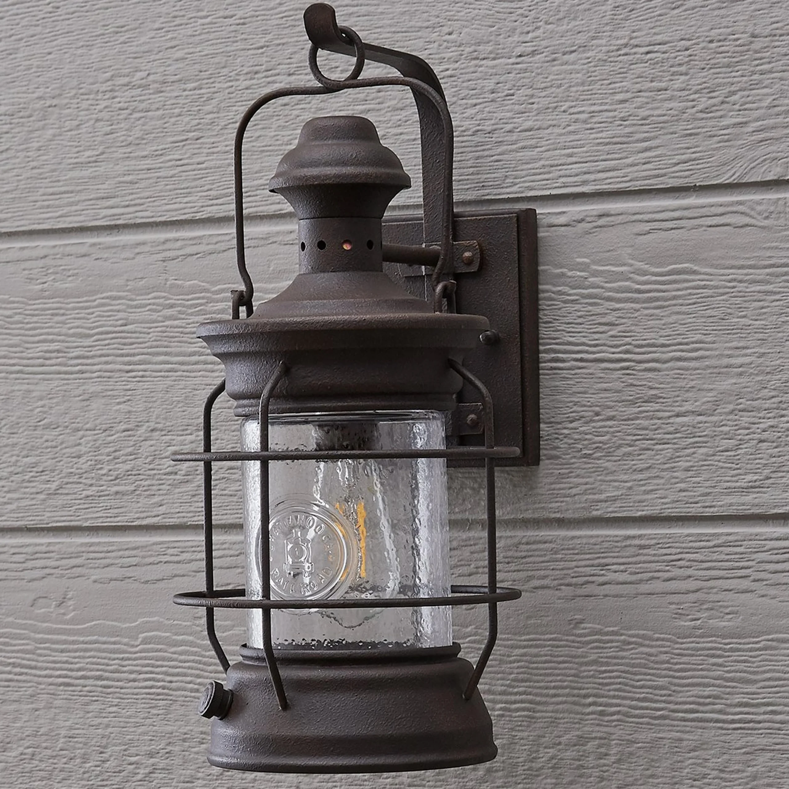 Historic Rusted Lantern Outdoor Sconce - Medium
