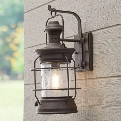 Historic Rusted Lantern Outdoor Sconce - Medium