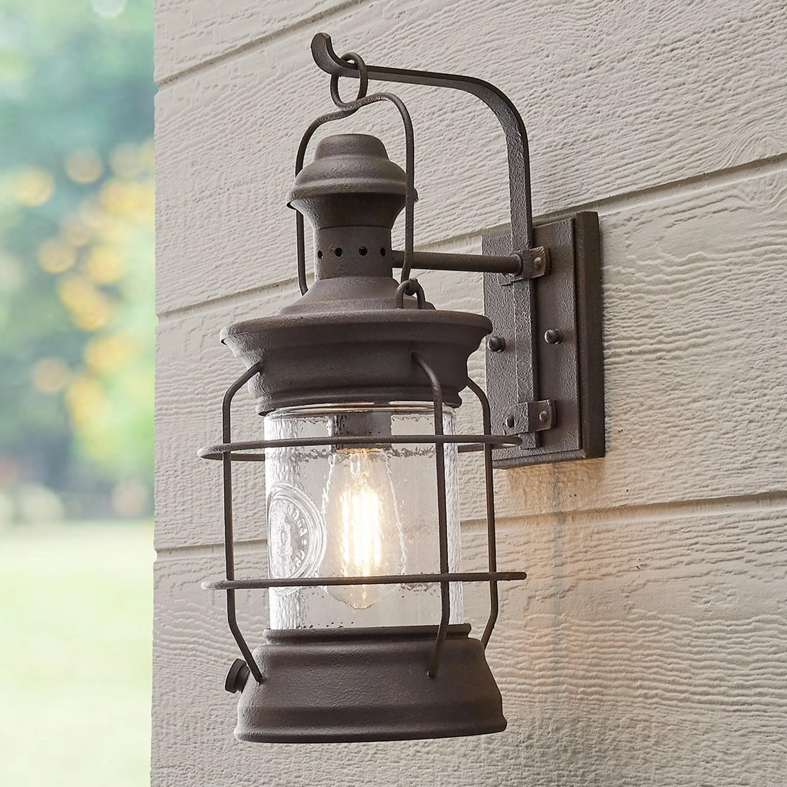 Historic Rusted Lantern Outdoor Sconce - Medium