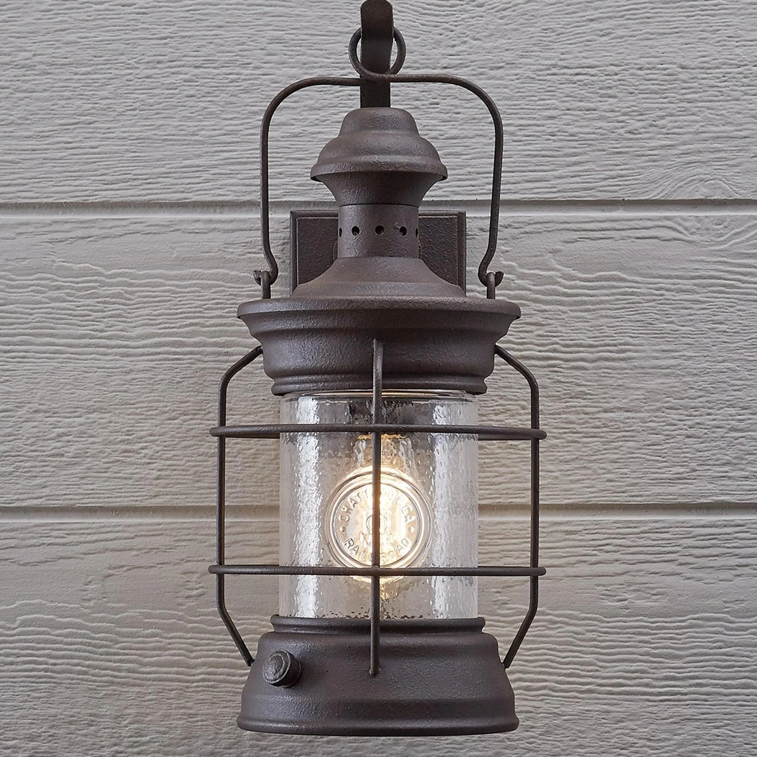 Historic Rusted Lantern Outdoor Sconce - Medium