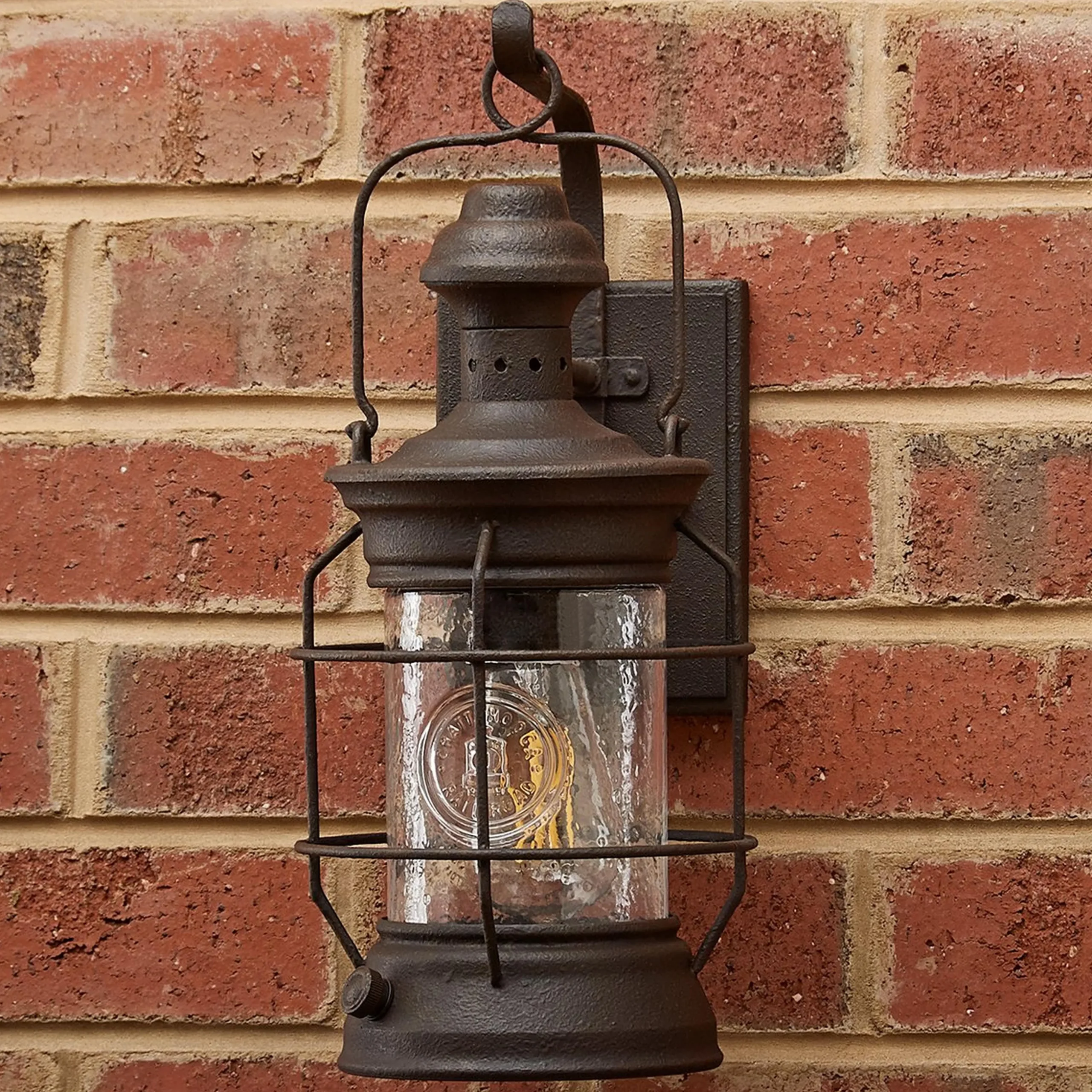 Historic Rusted Lantern Outdoor Sconce - Small